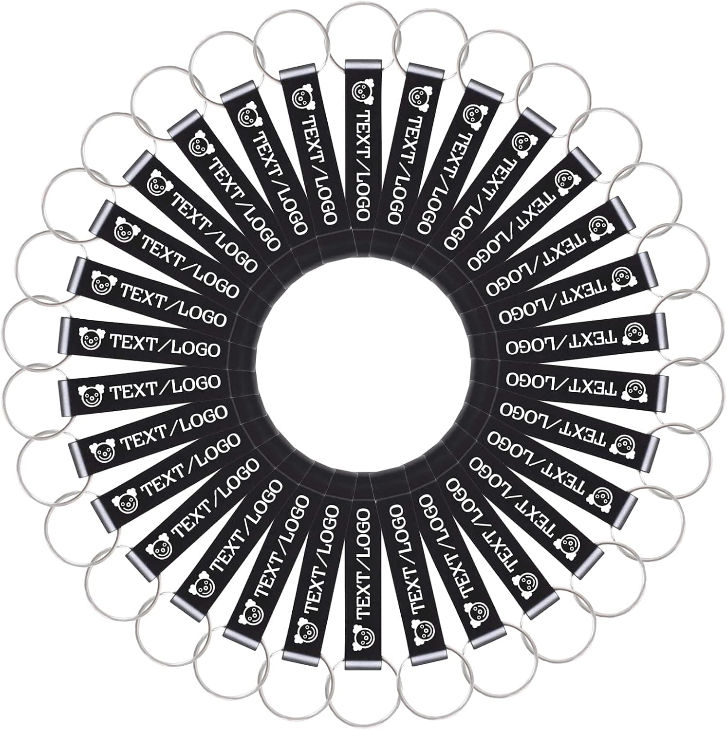 50pcs Personalized Custom Bottle Opener Keychain Bulk Engraved Bottle Opener with Logo Text Personalized Beer Openers for Men, Wedding, Birthday, Women, Dad, Boy Friend,Black