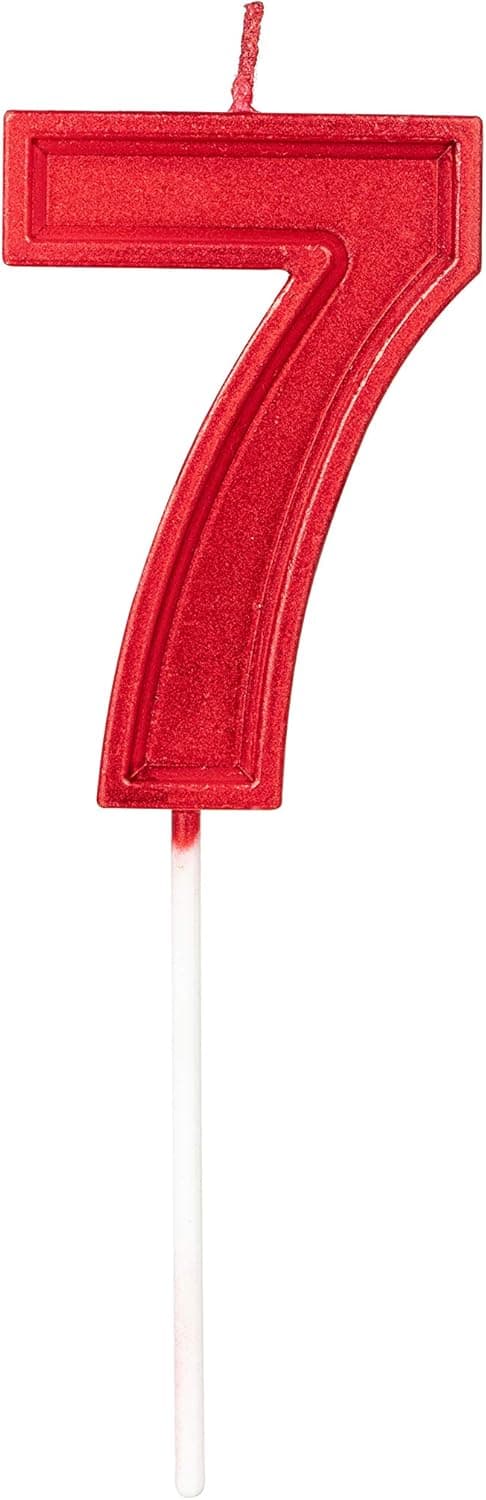 2.76in Birthday Candles Glitter Cake Red Number 7 Candles Topper Decoration for Wedding Anniversary,Kids and Adults Party Celebration (RED Number 7)