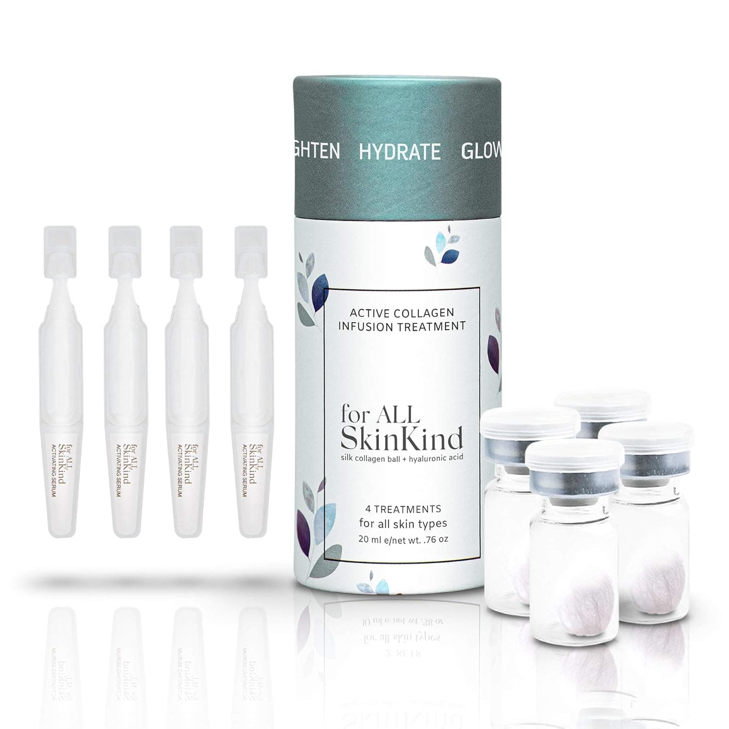 Korean Beauty Overnight Silk Collagen Mask, Silk Collagen Ball and Hyaluronic Acid Face Serum, Add to Your Skincare Routine, Achieve Glowing Glass Skin, Hydrating Serum for Face, 4 Treatments