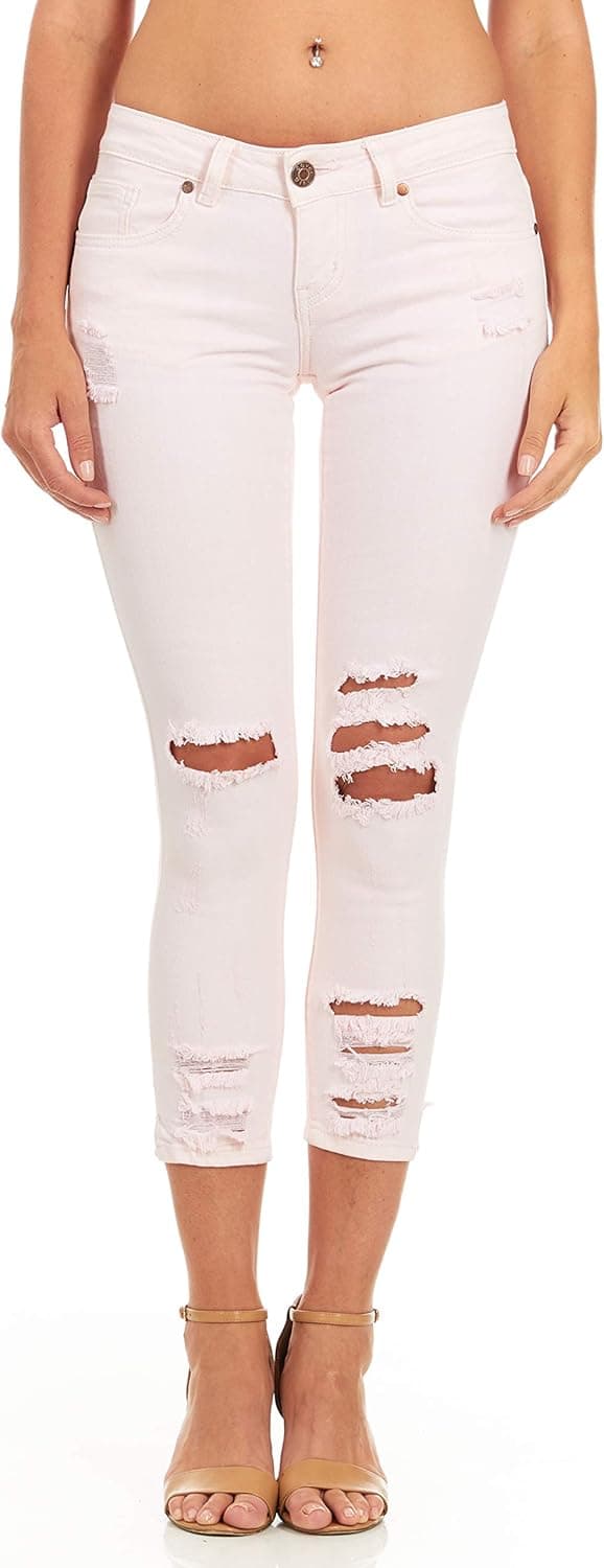 Cover Girl Women's Juniors and plus size ripped distressed tight skinny jeans