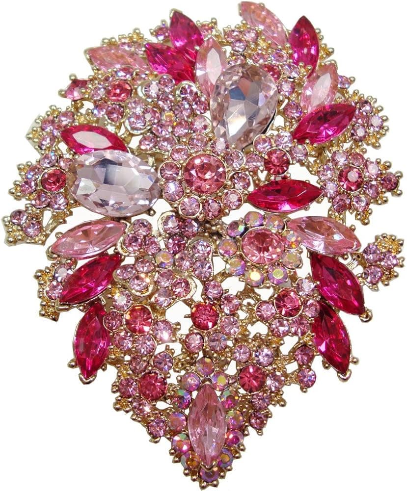 TTjewelry Classic Style Crystal Rhinestone Droplets Flower Art Nouveau Brooch Pins B10390500