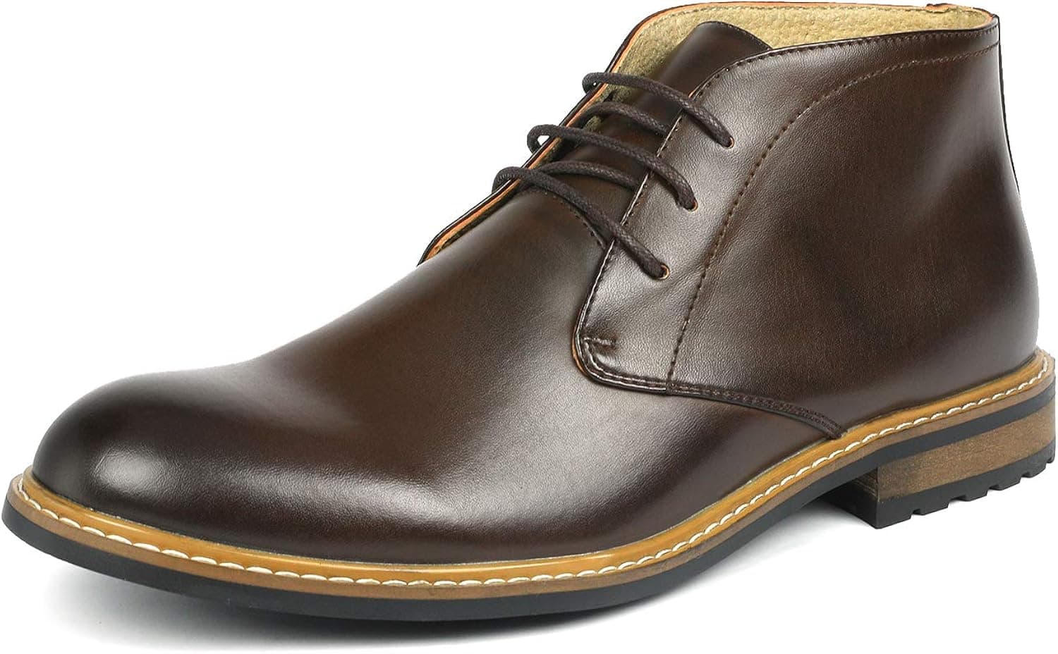 Bruno Marc BERGEN-02 Men's Formal Modern Lace Up Leather Lined Short Ankle Oxford Dress Boots Dark Brown Size 13
