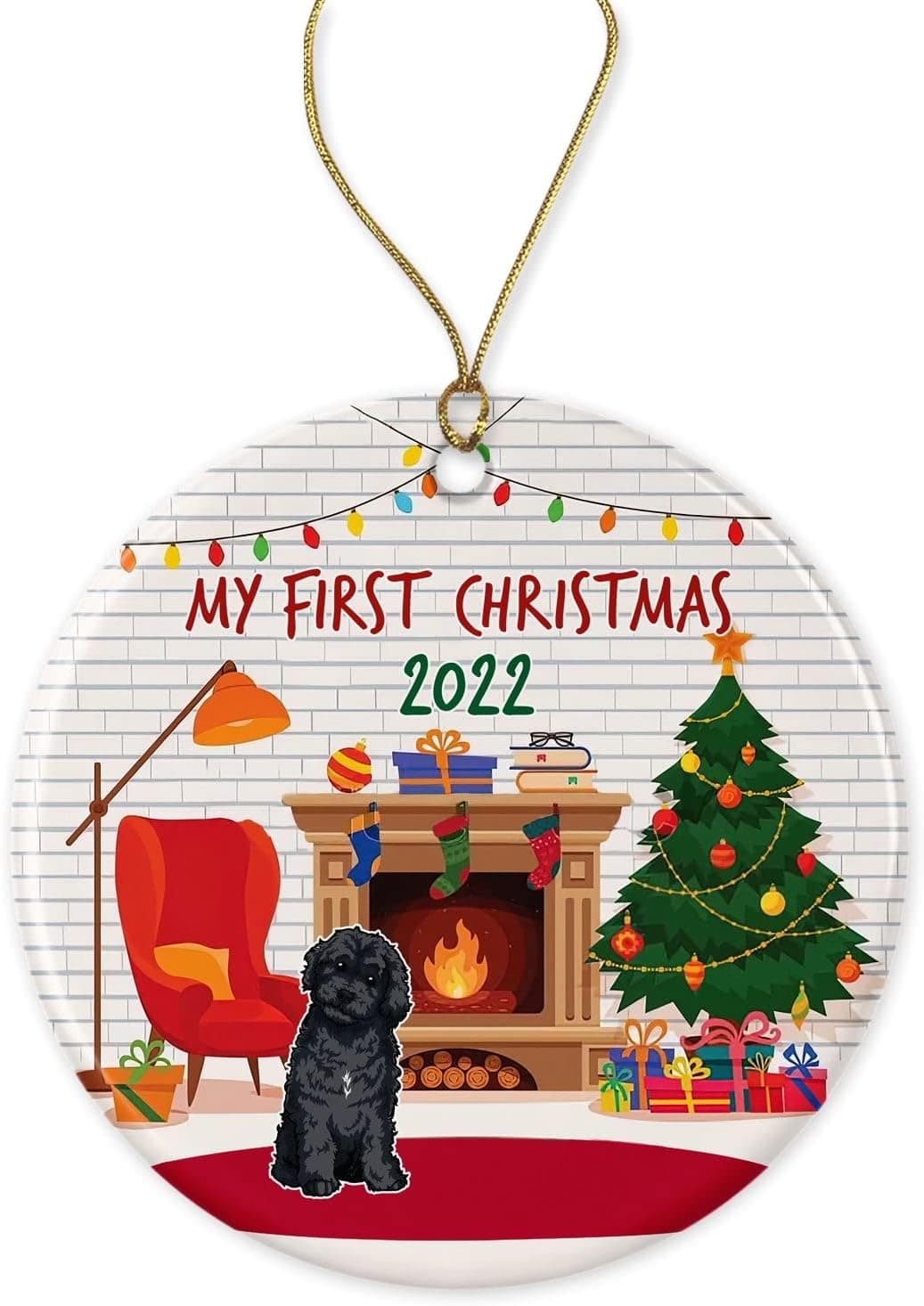 Yanashop88 Schnoodle Christmas Ornament | Schnoodle's First Christmas | Dog Ornament | My First Christmas Dog | Pet Christmas Ornament | Christmas for Dogs Both Sides,White