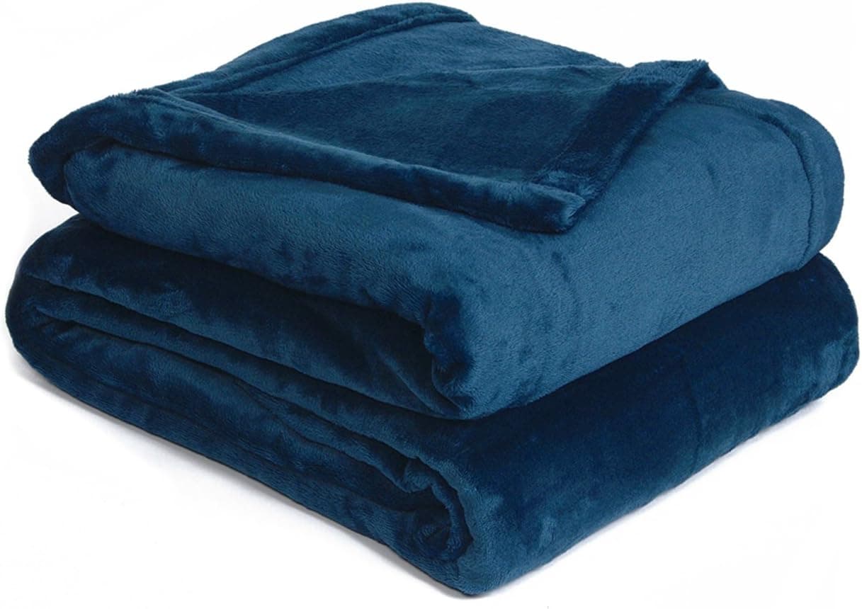 Effortless Bedding Oversized Plush Semi-Fitted Bed Blanket (King, Blue)