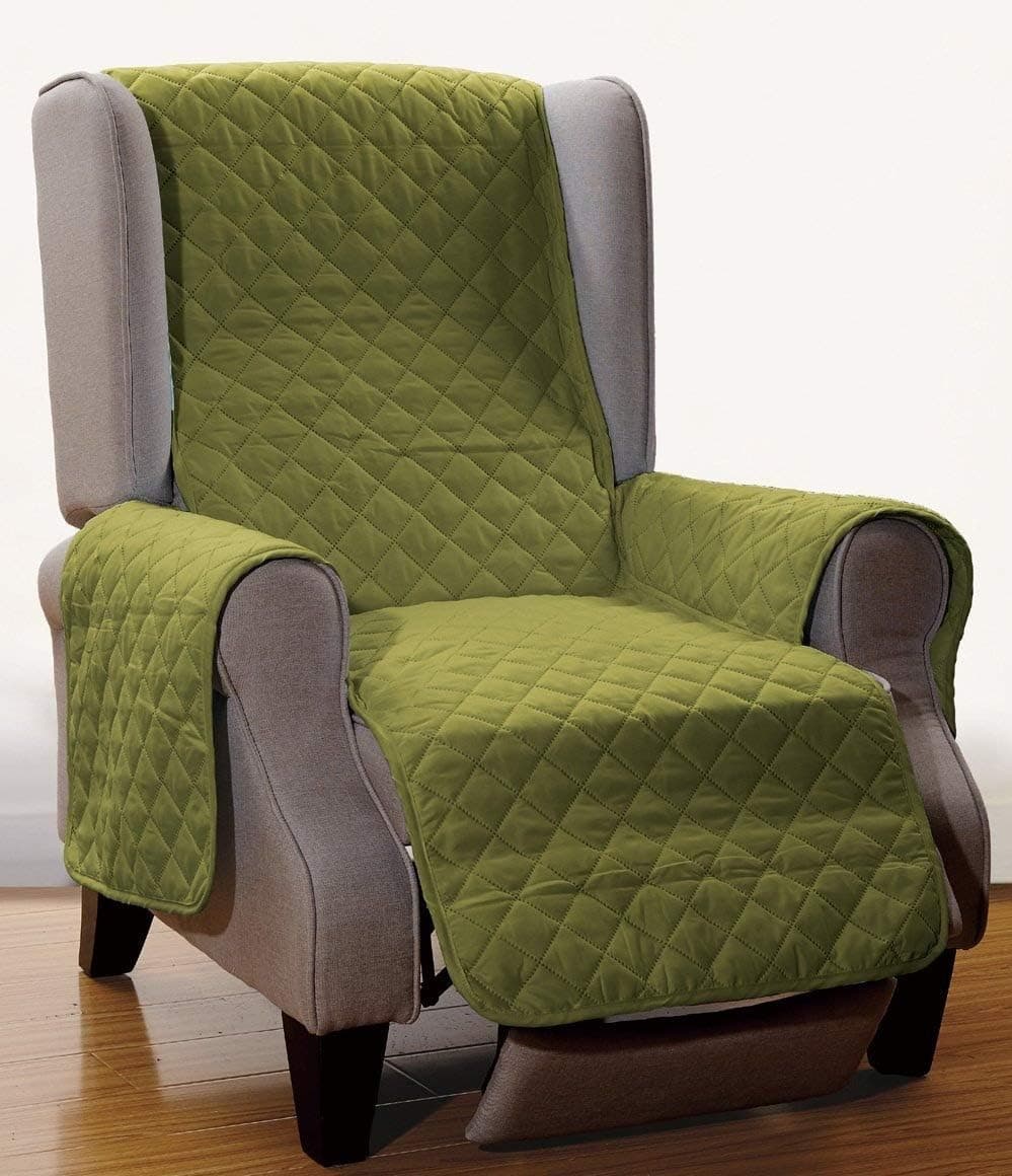 Reversible Recliner Cover 65" X 78"-Furniture Protector for Pets, Kids, Dogs-Large Sofa, Standard Sofa, Loveseat, Recliner and Chair (Recliner-Sage Green/Beige)