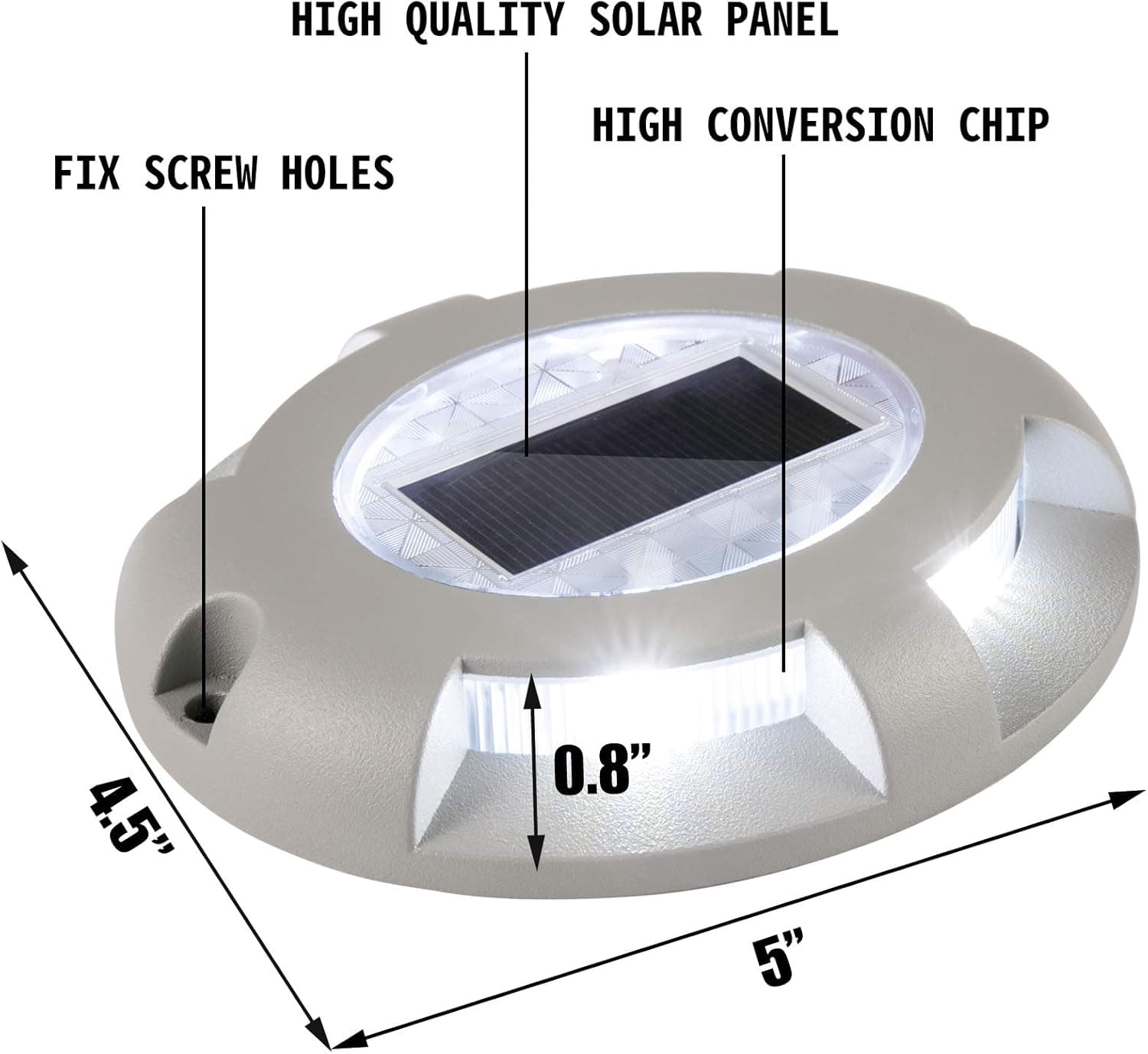 Happybuy Driveway Lights 4-Pack, Solar Driveway Lights Bright White, Solar Deck Lights IP68 Waterproof for Step Sidewalk Garden Ground Pathway Yard