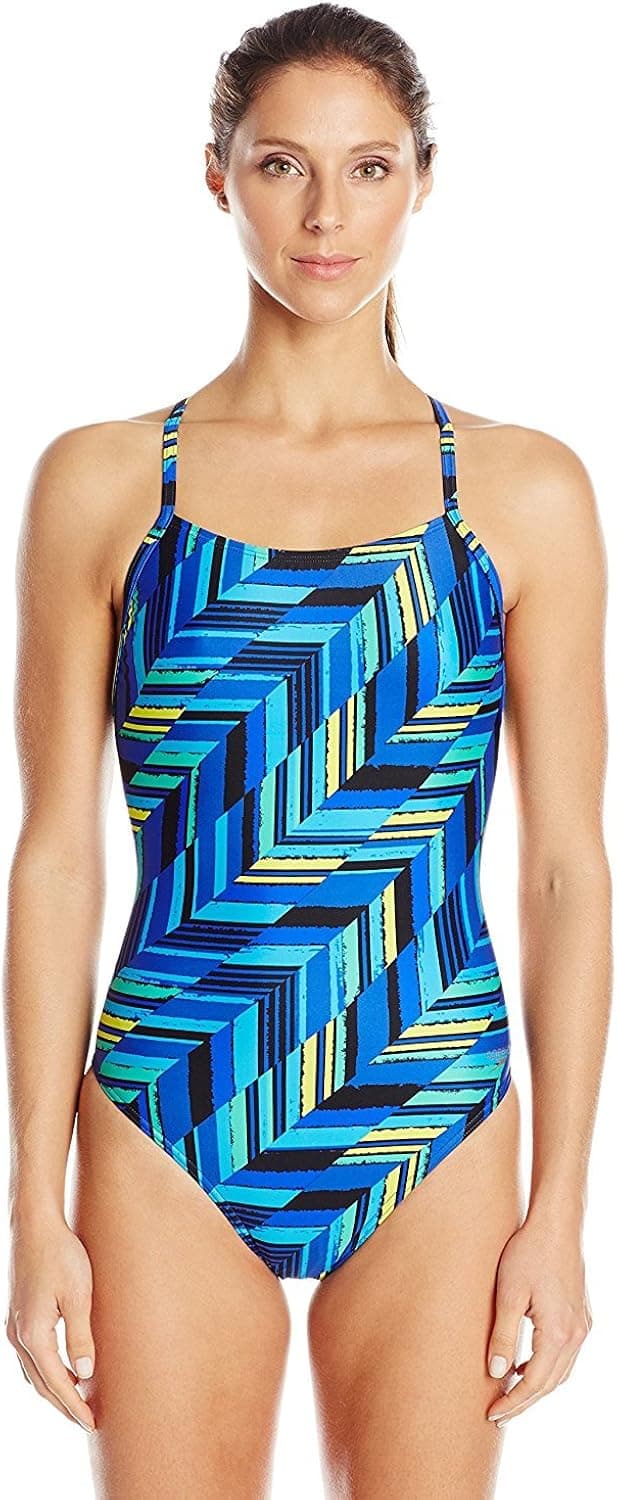 Speedo Women's Power Flex Eco Angles Free-Back One-Piece Swimsuit