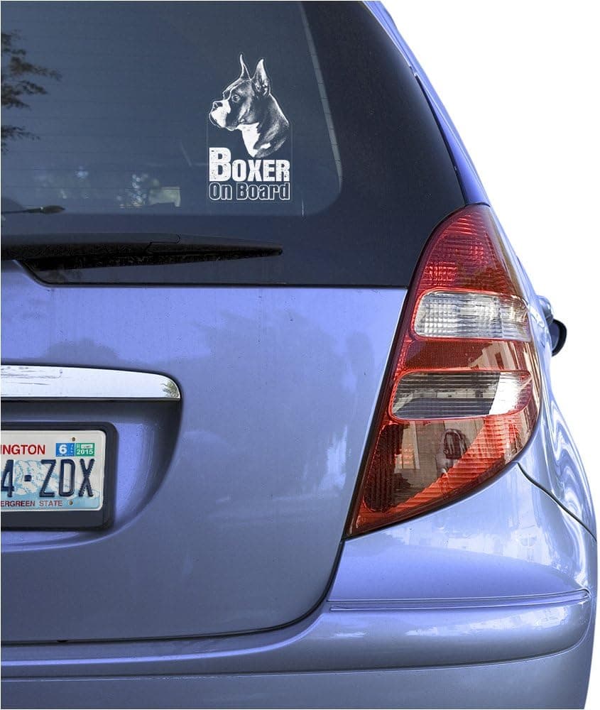 Boxer Clear Vinyl Decal Sticker Portrait for Window, Dog Sign Art Print