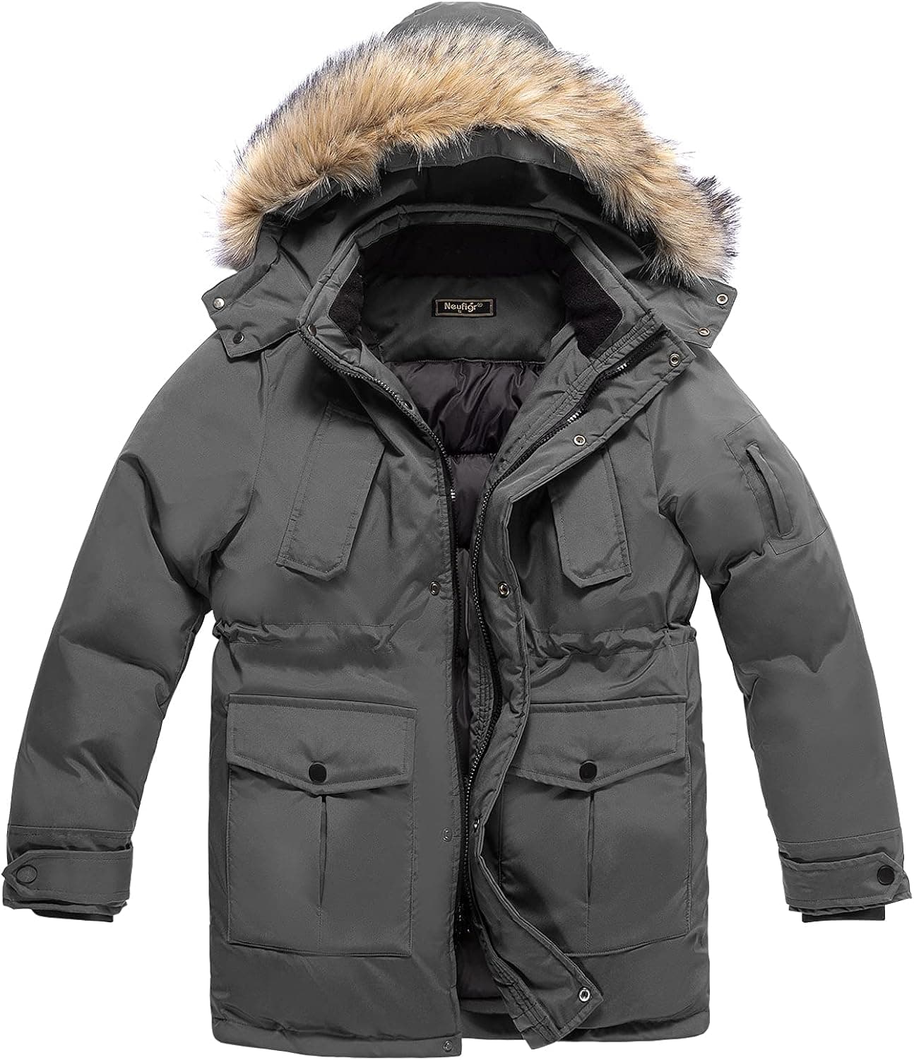 Neufigr Men's Warm Parka Jacket Winter Thicken Windproof Outdoor Coats with Removable Hood