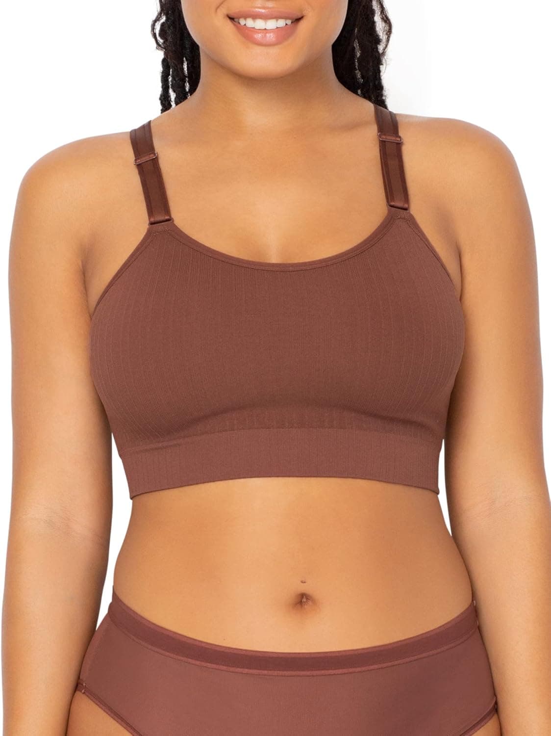 Curvy Couture Women's Plus Size Smooth Seamless Comfort Wire Free Longline Bra