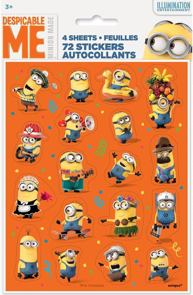 Despicable Me Minions Sticker Sheets, 4ct