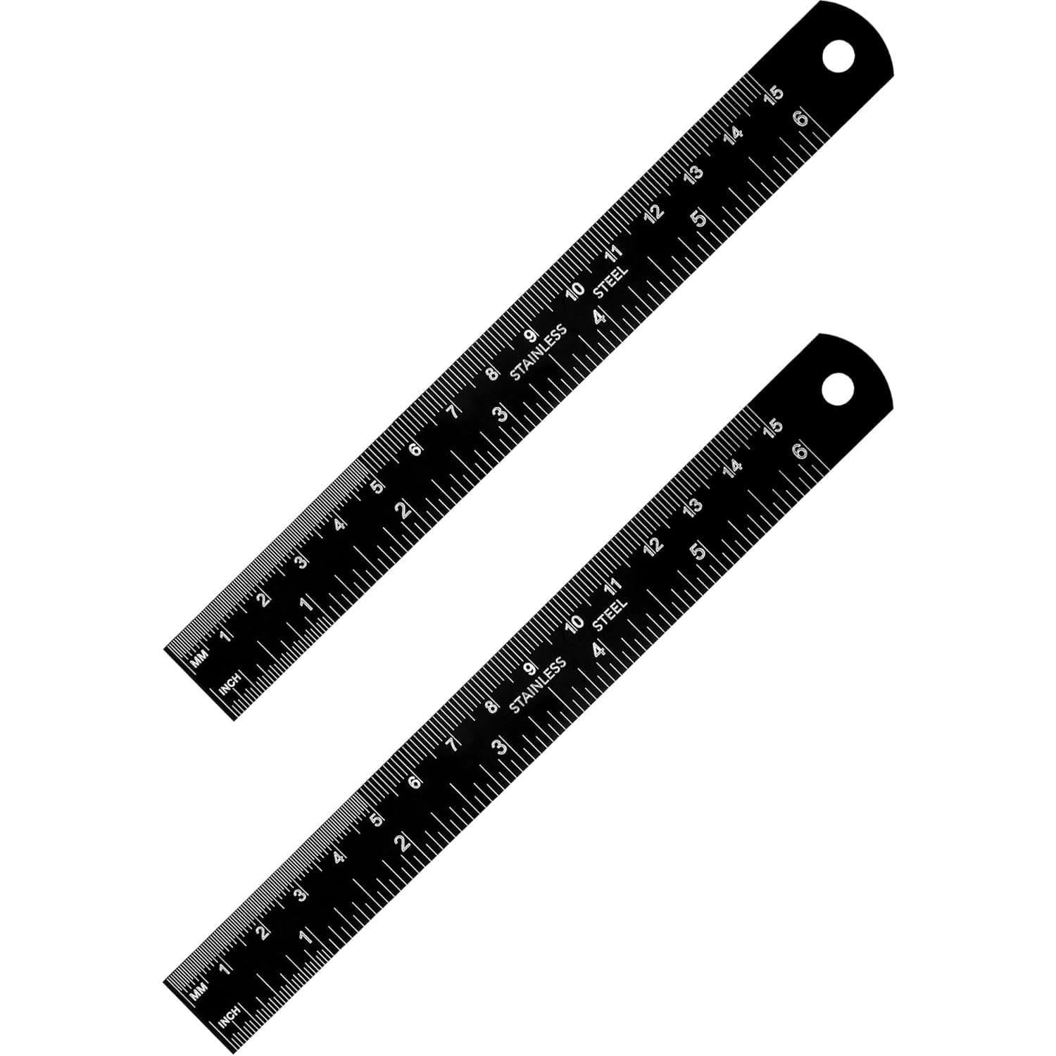 Stainless Steel Ruler and Metal Rule Kit with Conversion Table (6 Inch, 6 Inch, Black)