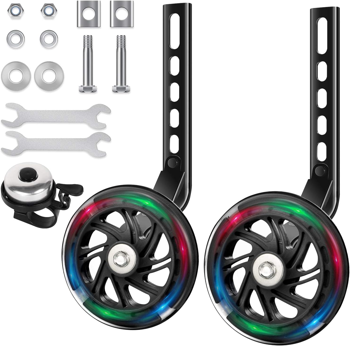 BNKIHDD Bicycle Training Wheels Flash Mute Wheel with Adjustable Kids Stabilizers Mounted Kit Compatible for Bikes of 12 14 16 18 20 Inch
