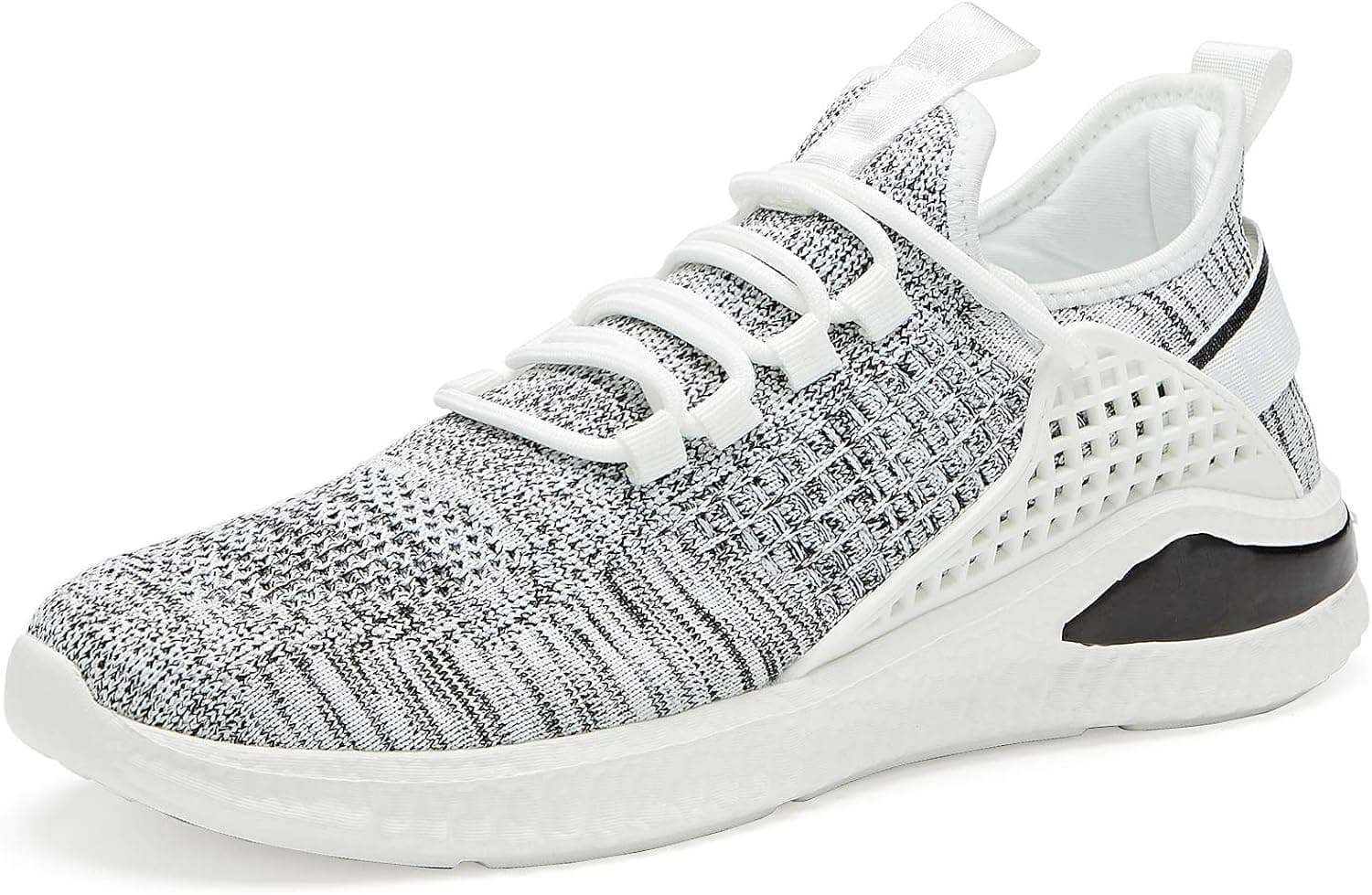 WXQ Men's Walking Shoes Running Casual Sports Trainers Fashion Sneakers Breathable White Grey 44