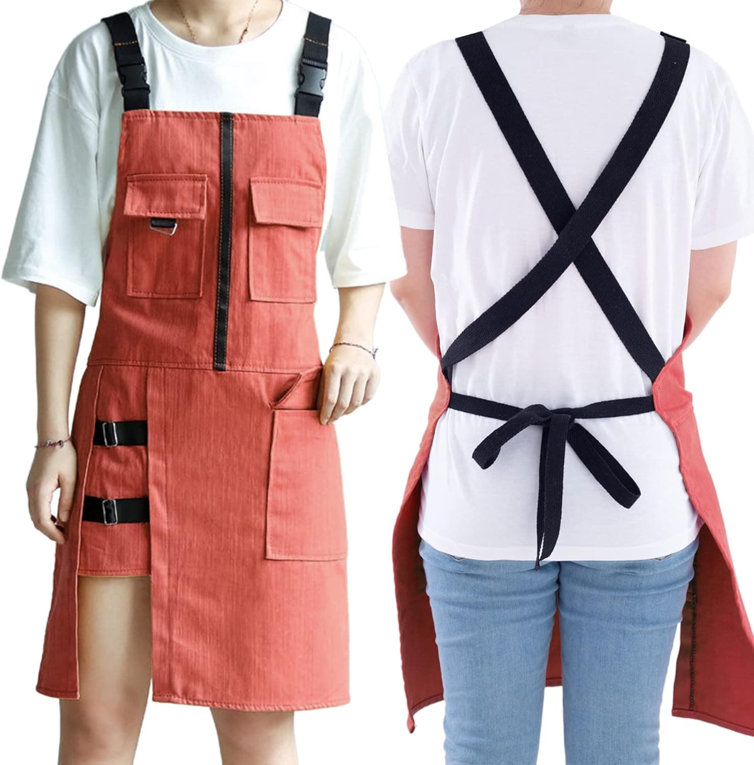 HQPCAHL Apron – Split-Leg – Pro Barber, Tattoo, Hair Stylist, Barista, Bartender, Server Aprons…