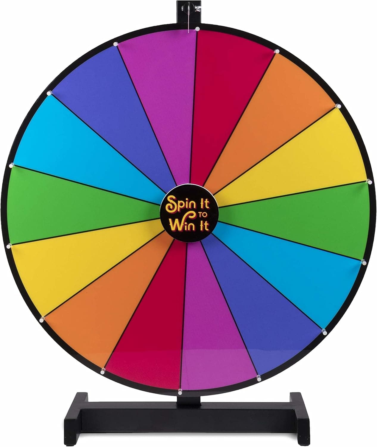 Brybelly Spin it to Win It Jumbo Prize Wheel, 24" | 14 Colorful Slots, Customizable Button, Adjustable Spin Speed | Tabletop Prize Wheels for Trade Shows, Office Games, and Parties