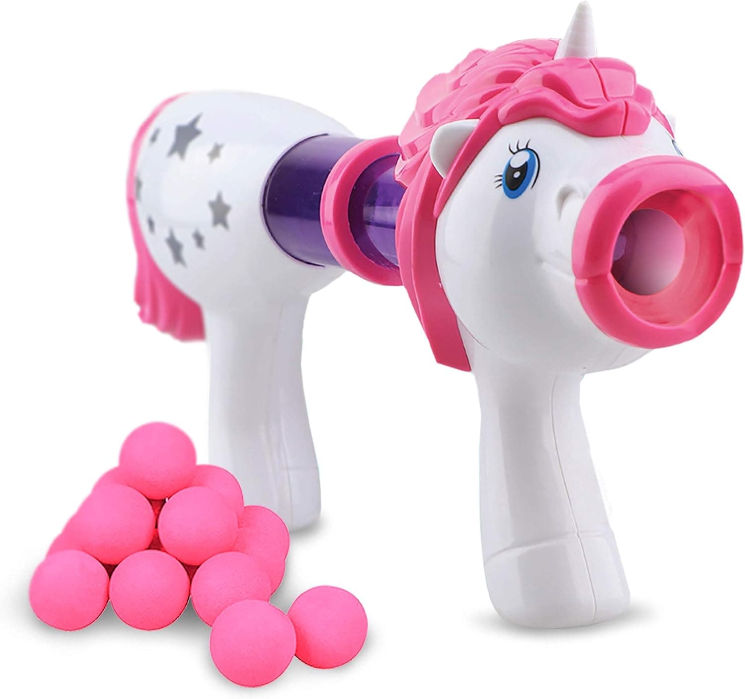 Toy Chef Pink Unicorn Popper Toy Foam Blaster — Shoot Foam Balls — Ball Popper Toy for Toddlers — 10 Foam Balls