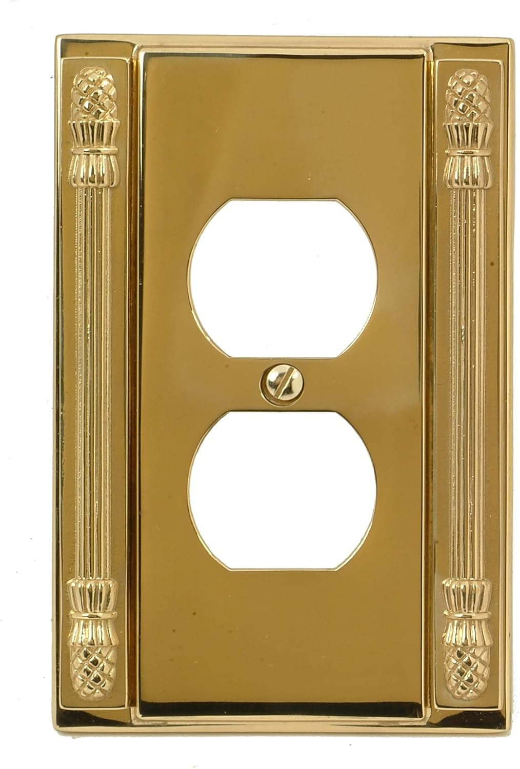 AmerTac 8002DL Pineapple Cast Single Duplex Solid Brass Wallplate in Bright Brass