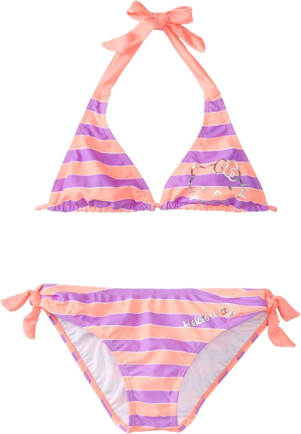 Hello Kitty Big Girls' Two-Piece Swimsuit with Hot-Stripe Print