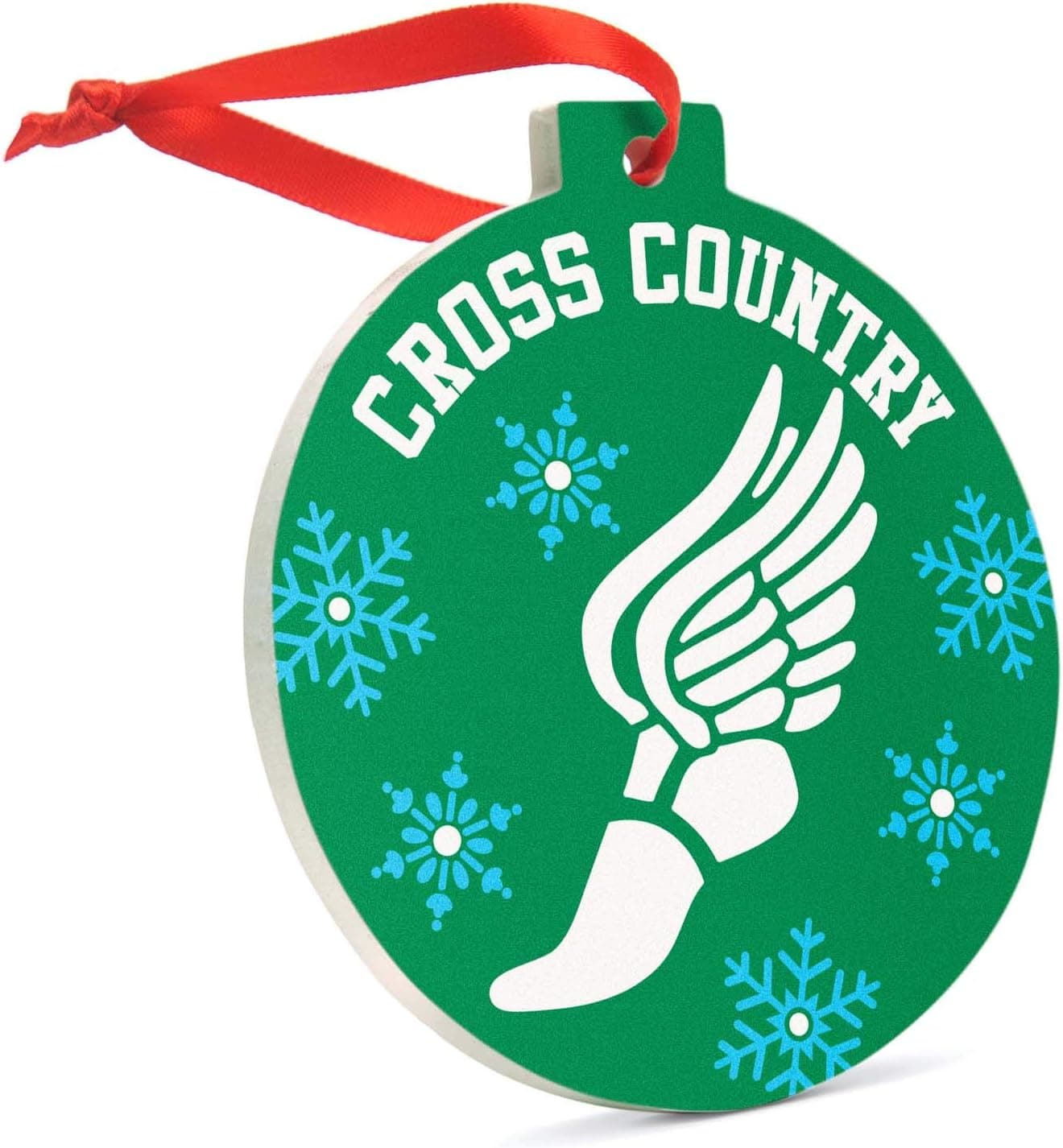 Gone for a Run Cross Country Round Ceramic Ornament | Cross Country Winged Foot