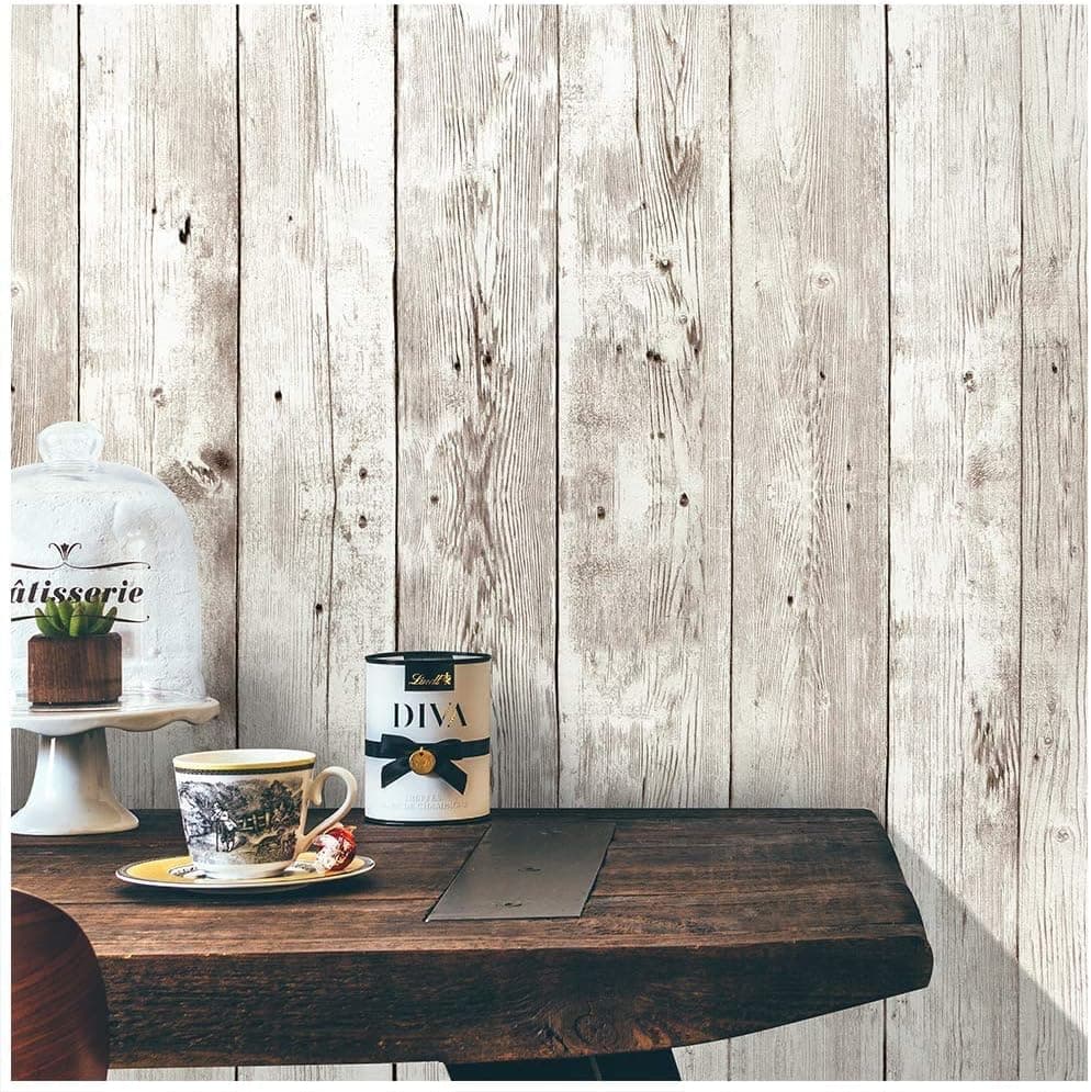 Vinyl Vintage Self Adhesive Wallpaper Wood Removable Peel and Stick Wallpaper Stick On Kitchen Cabinet Bedroom Livingroom