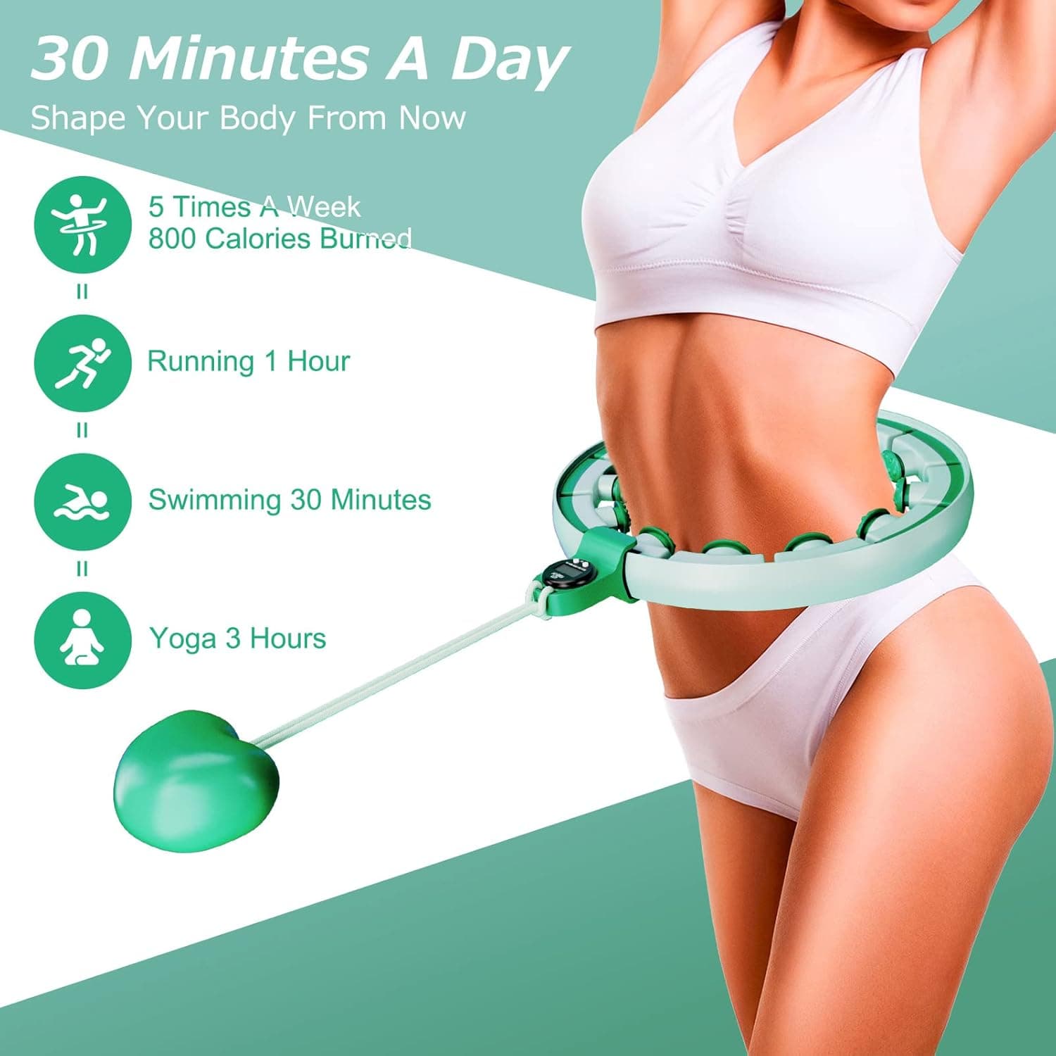 valas Smart Weighted Exercise Hoop Plus Size for Adults Weight Loss,Detachable Knots with Extra Links ,2 in 1 Adomen Fitness Massage Infinity Fitness Hoop for Adults and Beginners