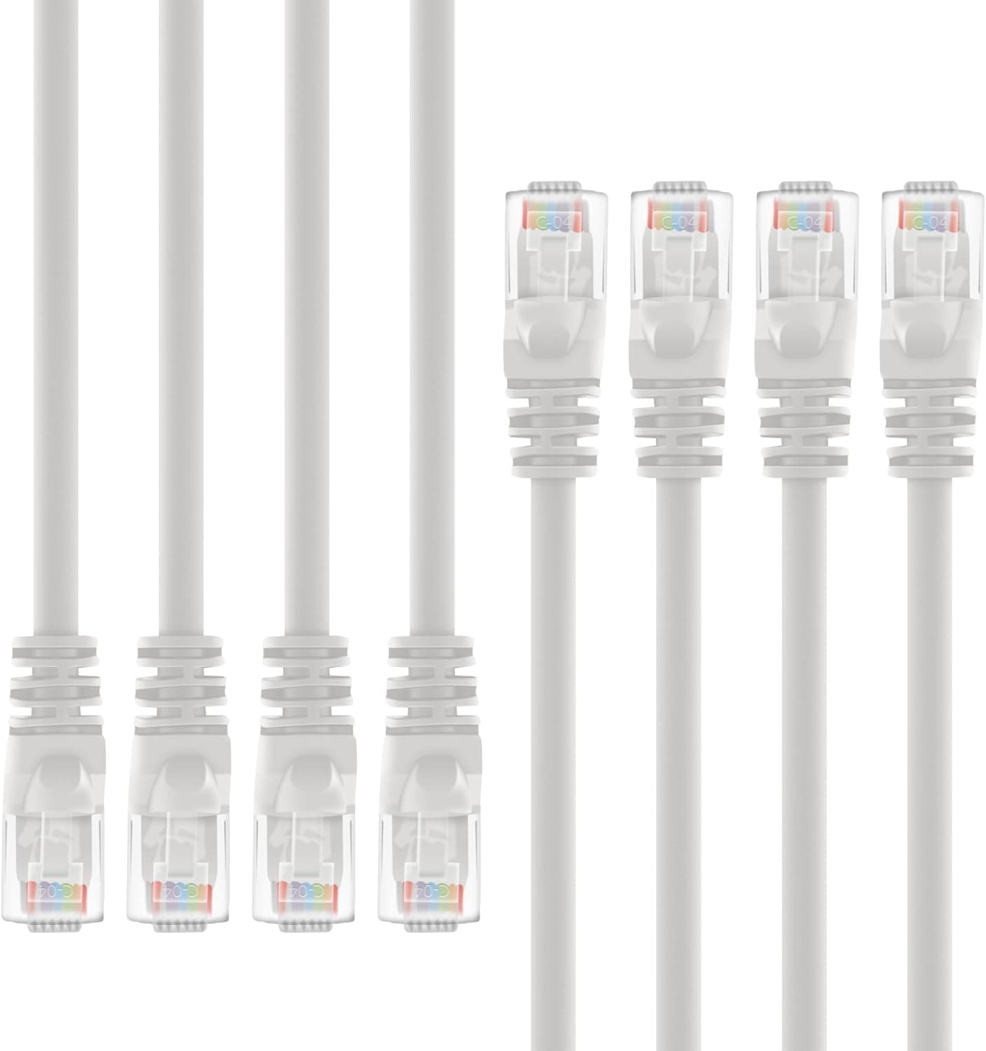 GearIT 8-Pack, Cat 6 Ethernet Cable Cat6 Snagless Patch 1 Foot - Snagless RJ45 Computer LAN Network Cord, White - Compatible with 8 Port Switch POE 8port Gigabit
