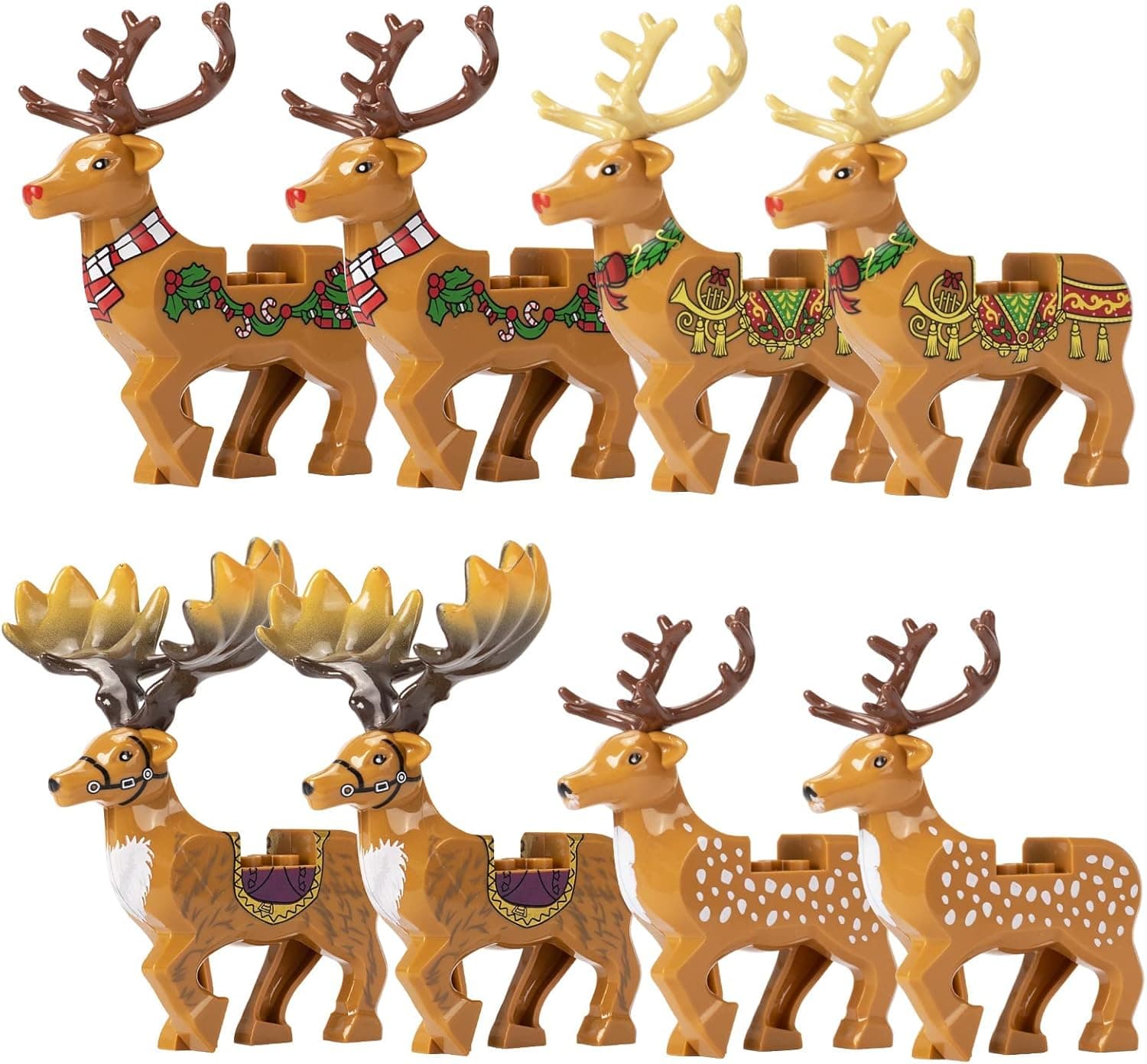 Sawaruita Christmas Reindeer Figures Animals Building Blocks Model Brick Set Accessories Decorations, Christmas Tree Ornaments Toys Compatible with Major Brand
