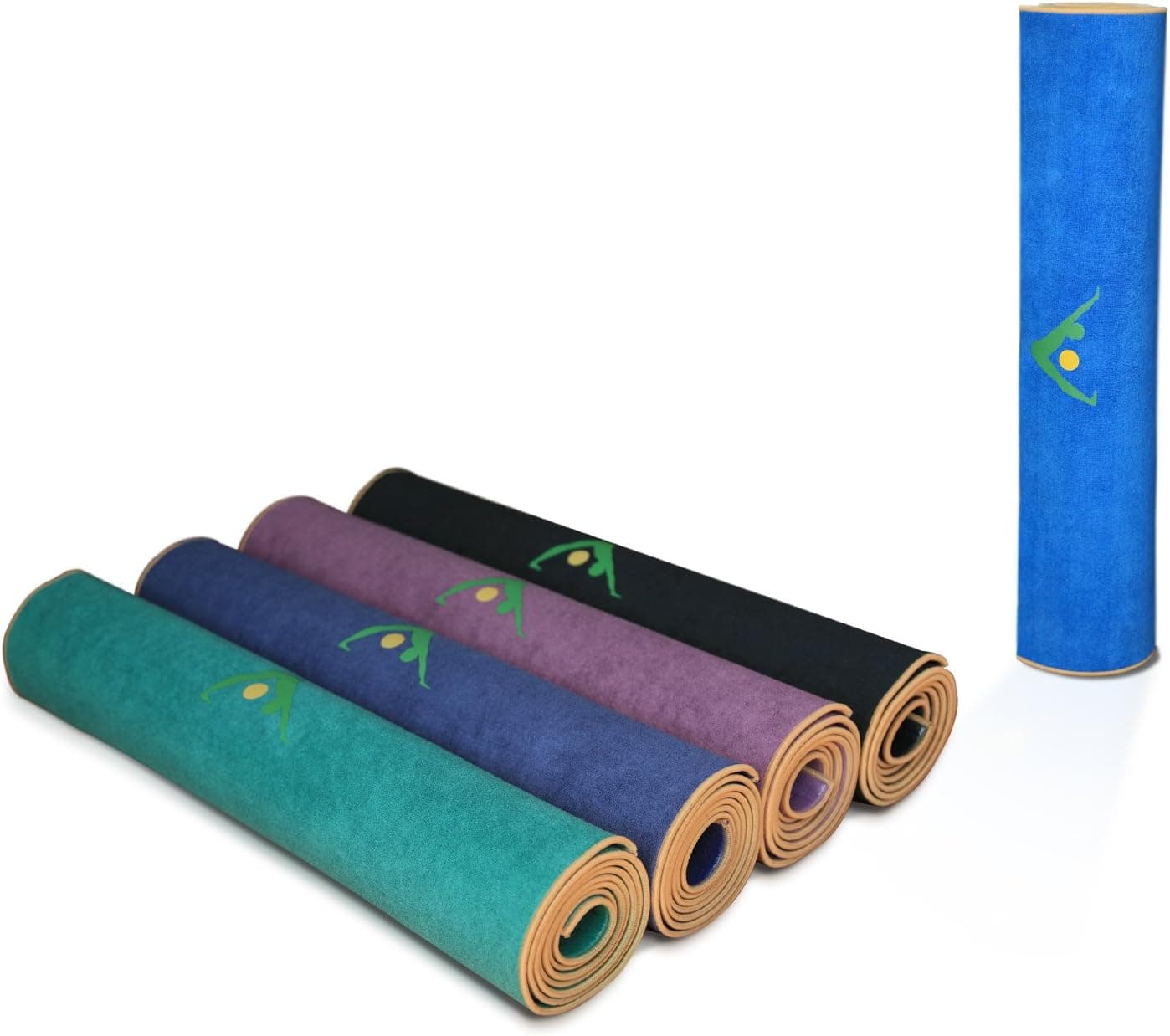 AURORAE Synergy 2in1 Yoga Mat for Men and Woman with Integrated Non Slip Microfiber Towel. Best for Hot, Ashtanga, Bikram, Pilates, Fitness, Aerobics, Exercise ; No Bunching/Odor Patent Protected