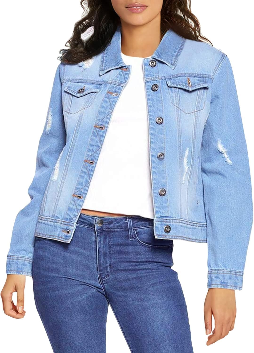 Blue Age Womens Denim Jean Jacket and Sleeveless Vest
