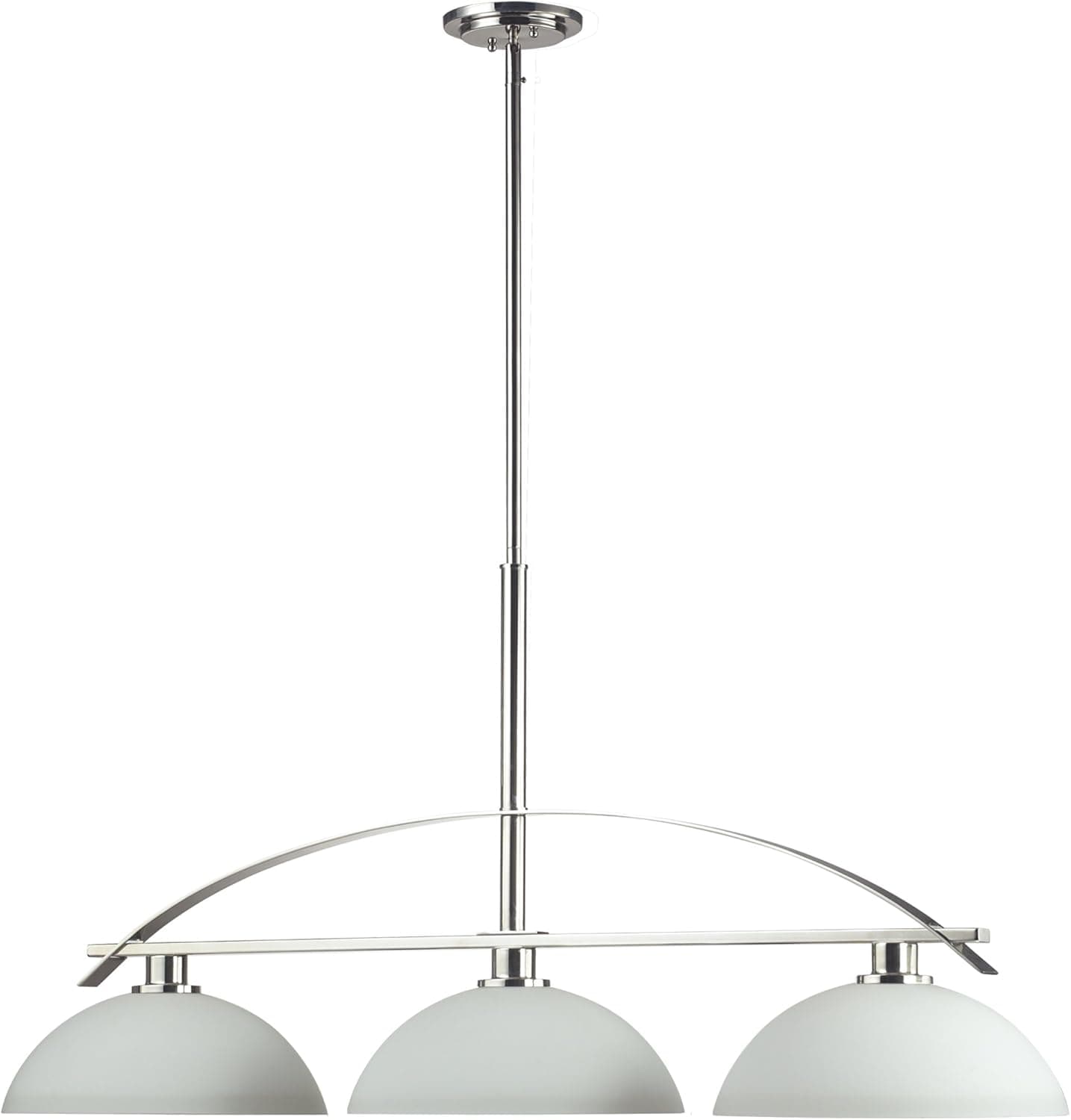 Z-Lite 605-3 Ellipse Three Light Island/Billiard Light, Steel Frame, Chrome Finish and Matte Opal Shade of Glass Material