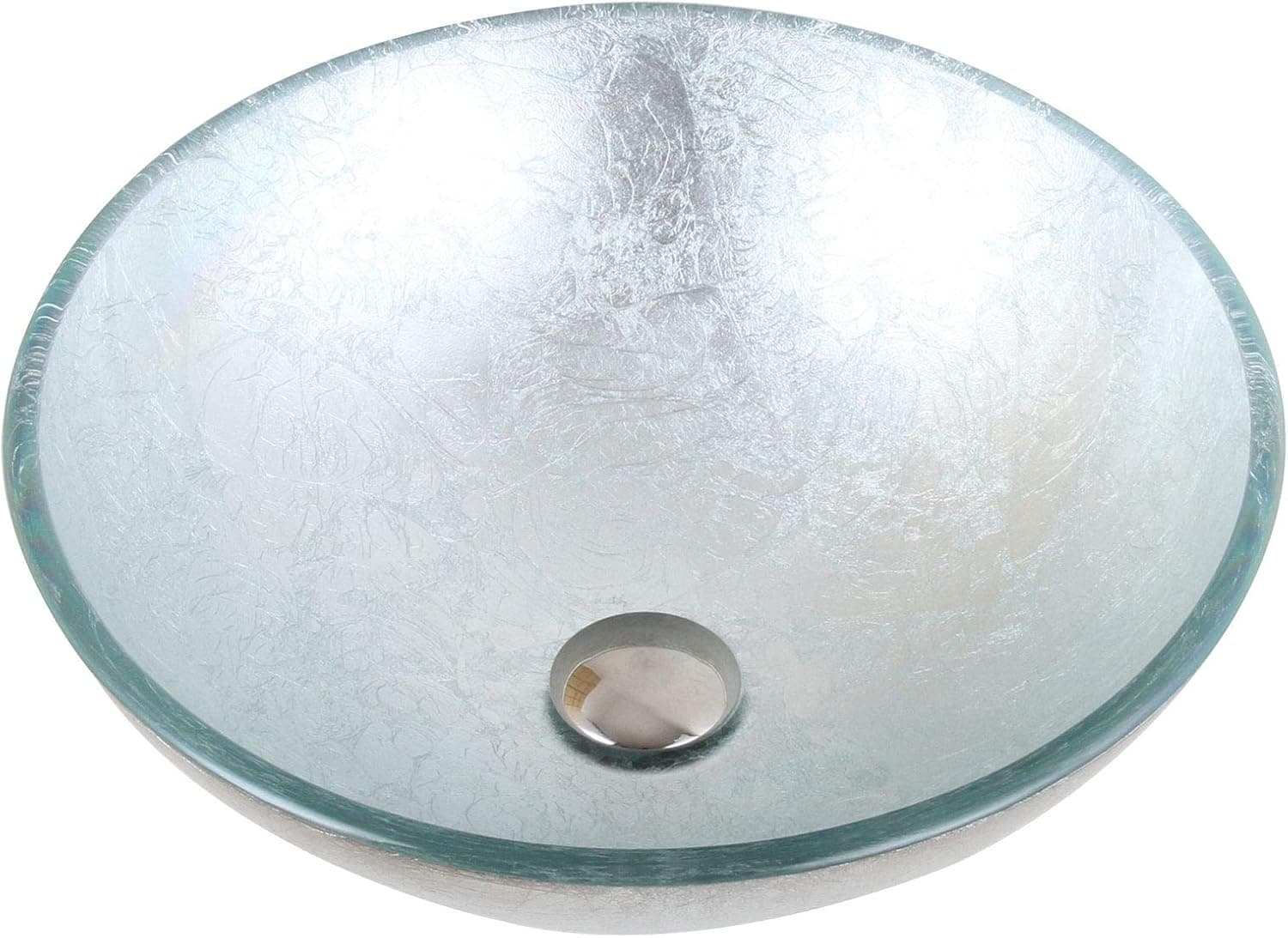 Hand Painted Foil Round Bowl Vessel Bathroom Sink Drain Finish: Chrome