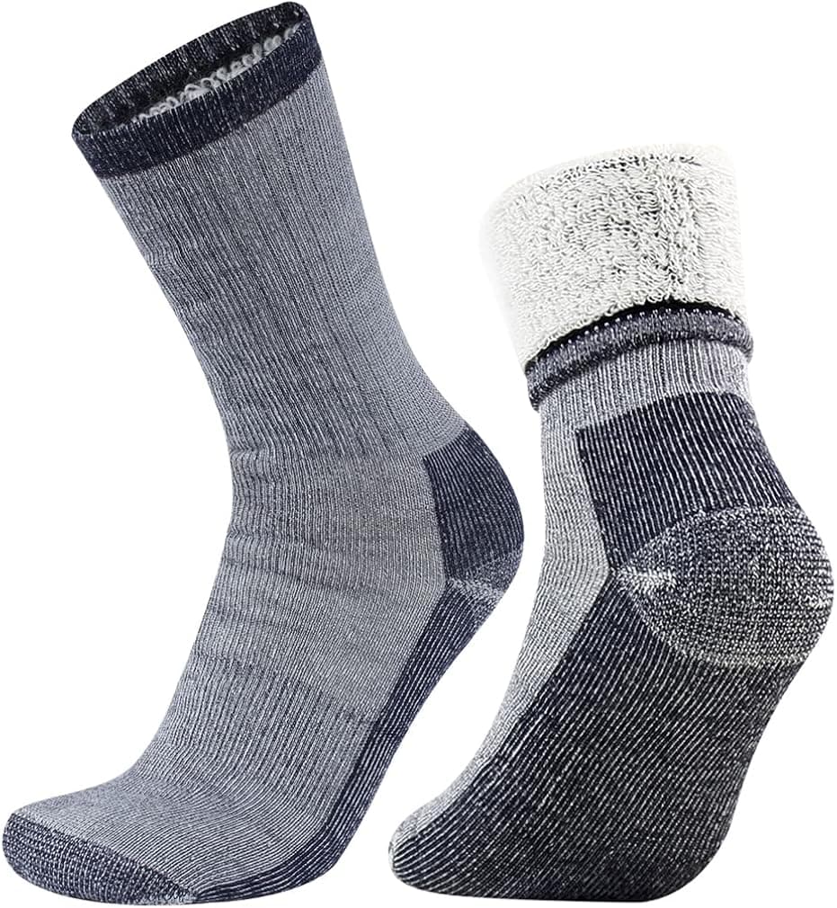 Wool Socks, RTZAT Merino Wool Hiking Outdoor Cushioned Thermal Thick Moisture Wicking Athletic Crew Socks