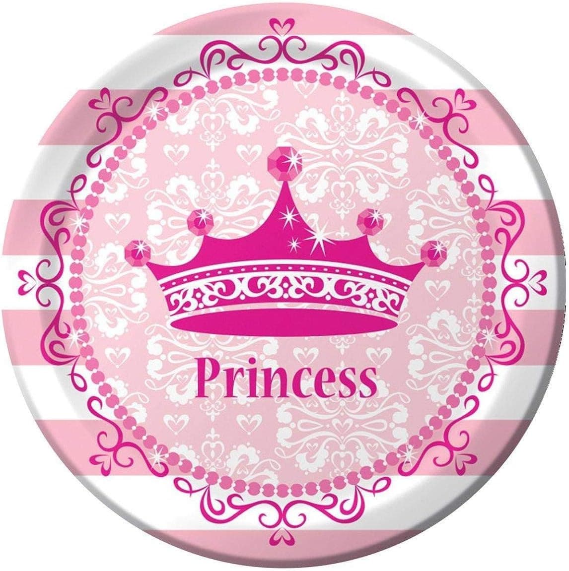Princess Stripe 7" Cake/Dessert Plates (8 ct)