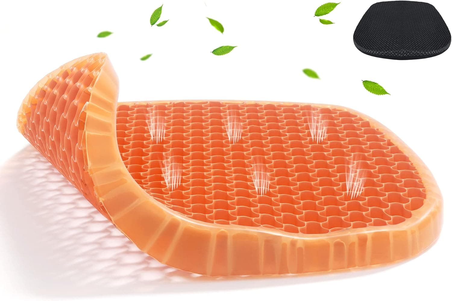Parkyeon Gel Seat Cushion, Cooling Office Chair Cushion with Non-Slip Cover, Ergonomic Egg Seat Cushion, Large Thick Chair Cushion for Desk Car Wheelchair, Sciatica Tailbone & Back Pain Relief
