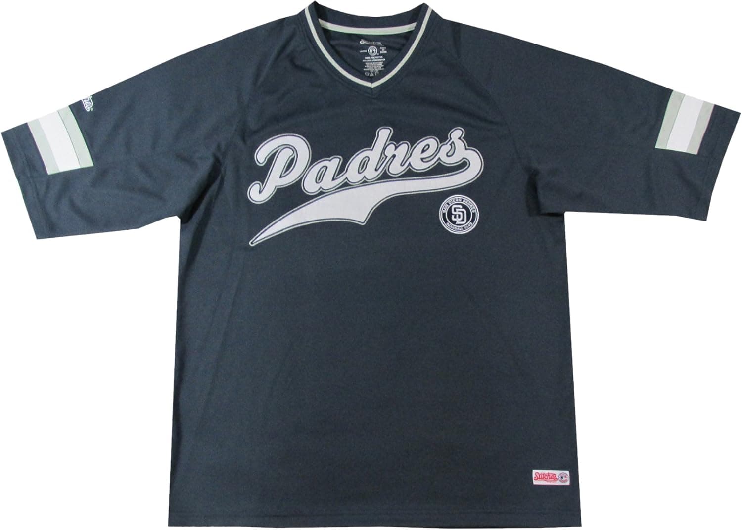 MLB San Diego Padres Adult V-Neck Raglan Top, Navy, XX-Large
