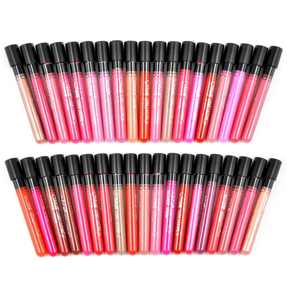 Chialstar Lip Gloss Stick Makeup Waterproof Velvet Matte 38 Full Color Lipstick and Chialstar Storage Bag (38pcs) by Chialstar