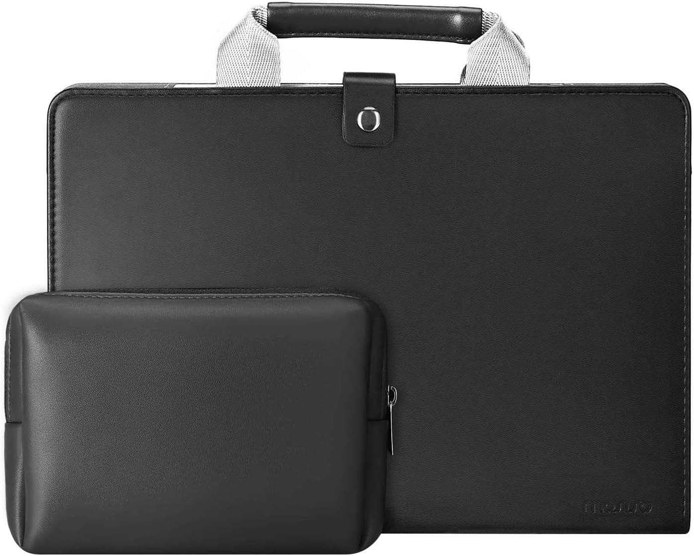 MOSISO Laptop Briefcase, PU Leather Sleeve Handbag with Small Case Compatible with MacBook Air 13 inch M2 A2681 M1 A2337 A2179 A1932/Pro 13 M2 M1 A2338 A2251 A2289 A2159 A1989 A1706 A1708, Black