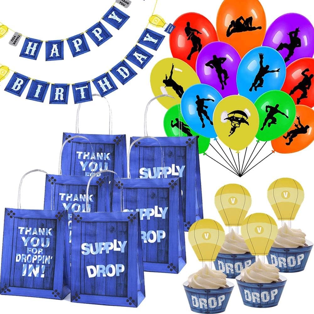 Gaming Party Supplies - Perfect Gamer Birthday Party Pack – Drop It Party Supplies Set - Themed Party Supplies Favors - Gaming Decoration