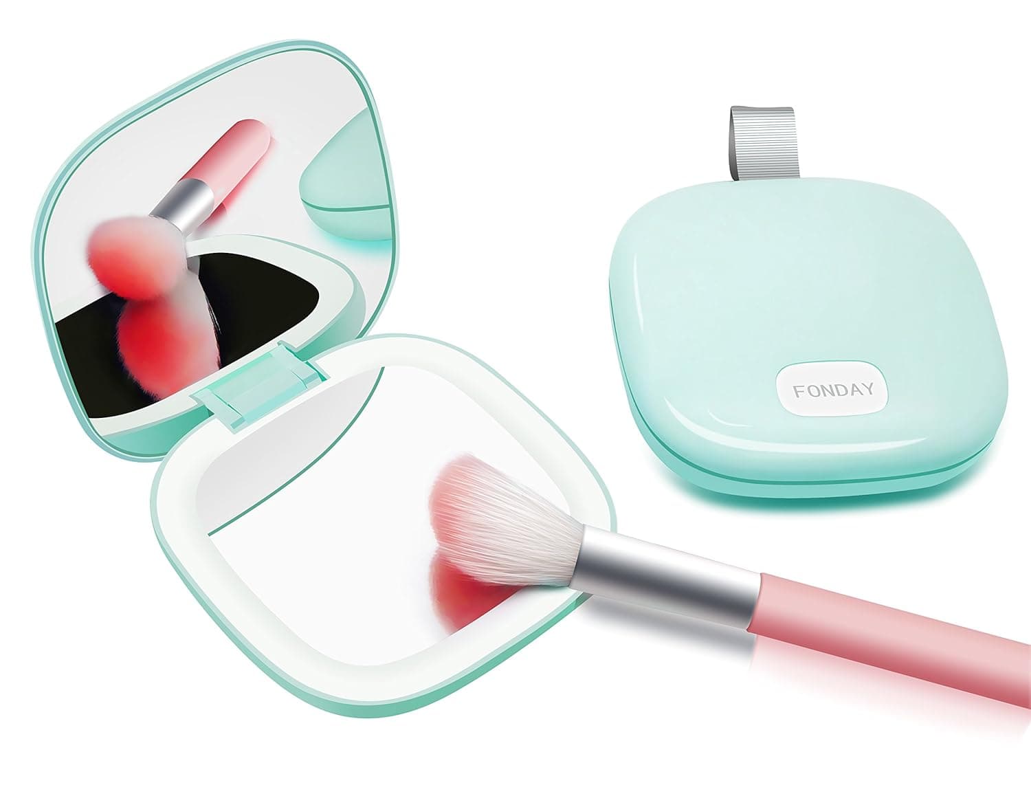 Fonday Master Makeup Mirror with 1X HD/2X Magnification, with 360¡ã Circular Iris led Lights, 130¡ã Adjustable Rotation, Travel Mirror, Portable Cosmetic Mirror (Green)