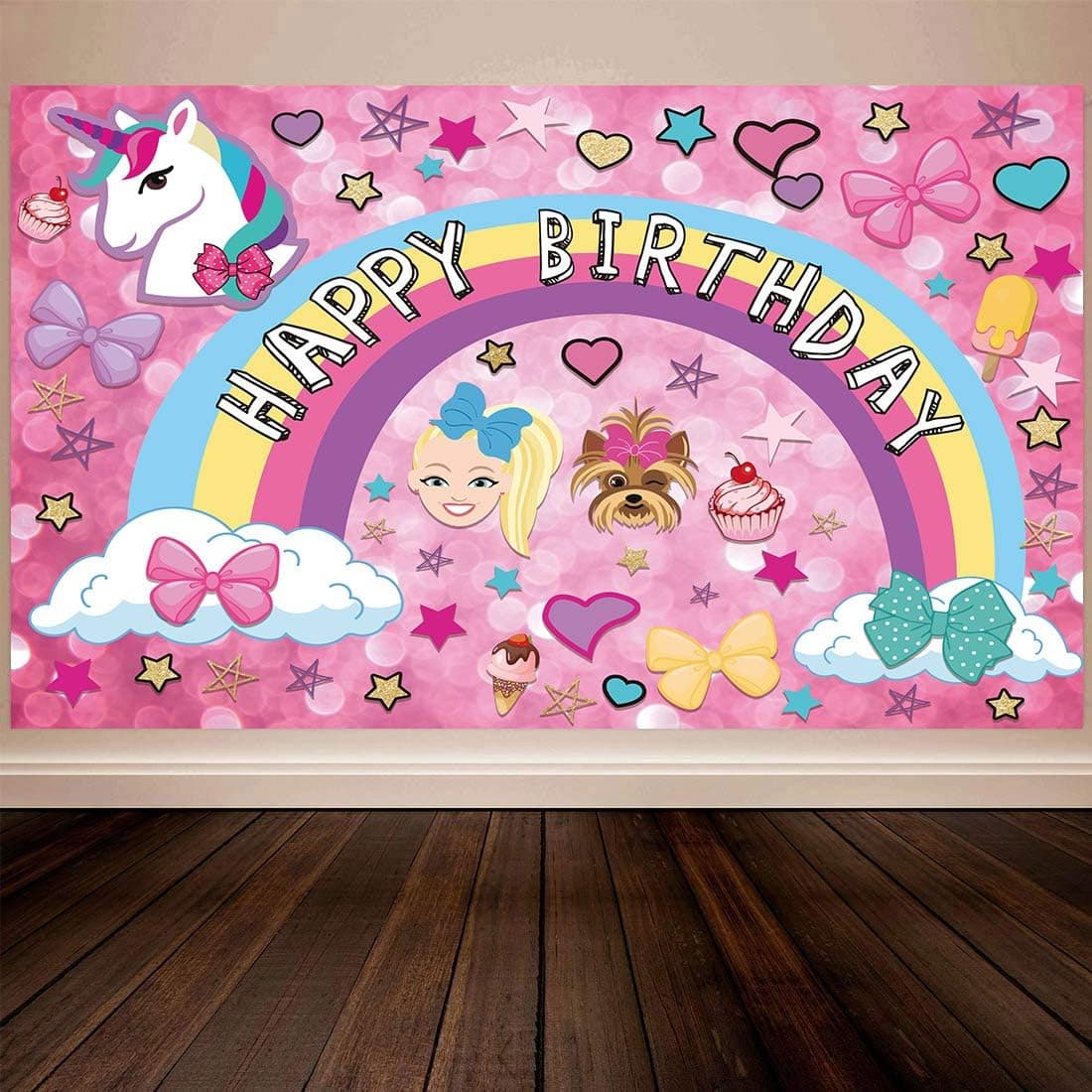 Allenjoy 5x3ft Colorful Cartoon Backdrop for Sweet 16 Happy 18 Dream Crazy Big Theme Bokeh Photography Background Birthday Party Banner Unicorn Puppy Girl Glitter Rainbow Baby Shower Photo Booth Decor