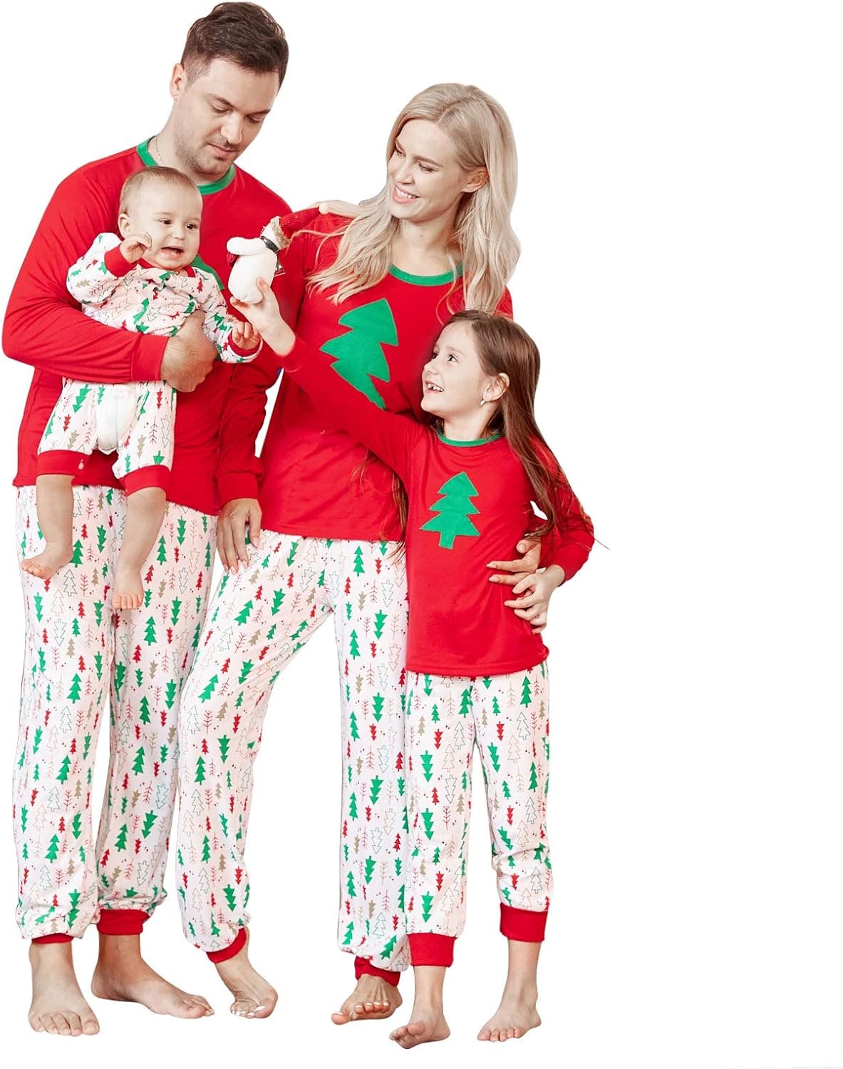 Mumetaz Christmas Pajamas for Family Set Tree Plaid Snowman Striped Reindeer Santa PJs Women Men Clothes Sleepwear