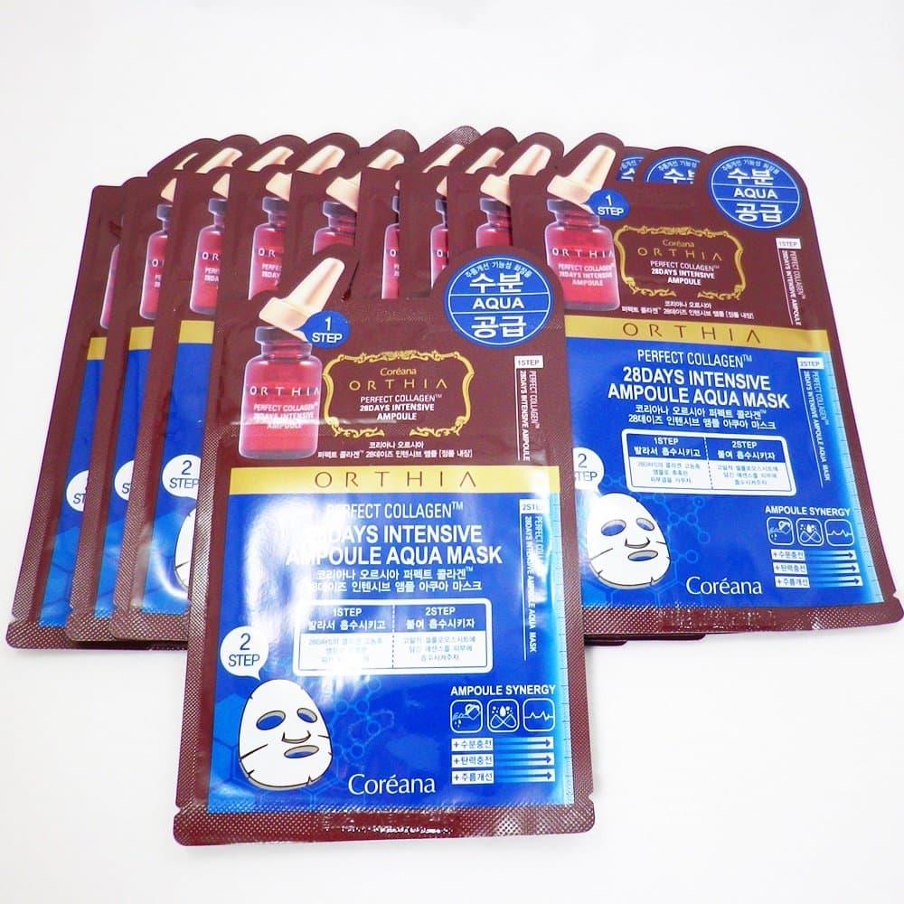 Coreana Orthia Perfect Collagen 28 Days Intensive Ampoule Aqua Mask, 10 Count