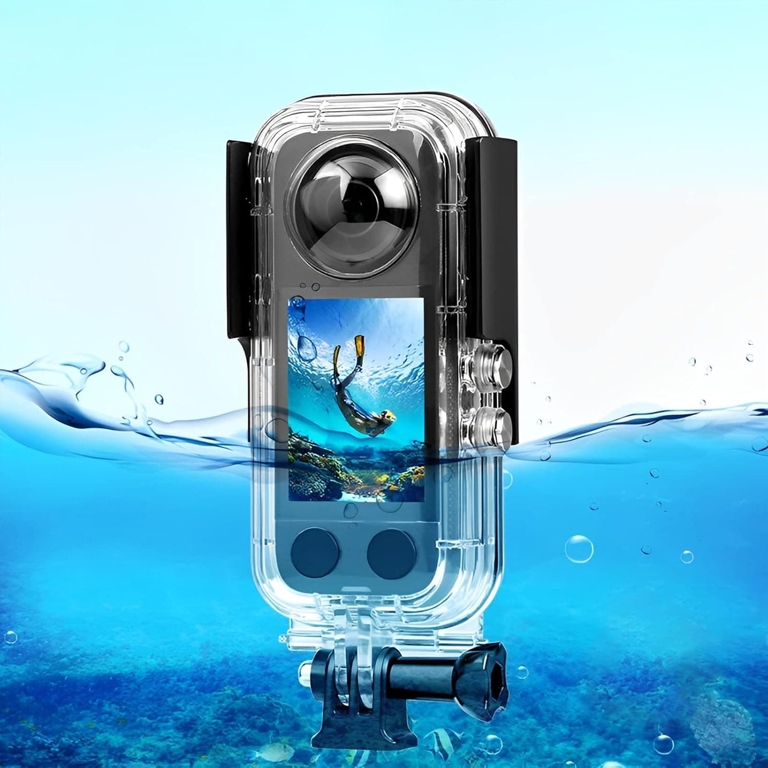 REYGEAK Waterproof Housing Case for Insta360 ONE X3, Waterproof case That can Support Panoramic Function, Underwater Dive Protective Shell 40M (131ft) with Bracket Accessories