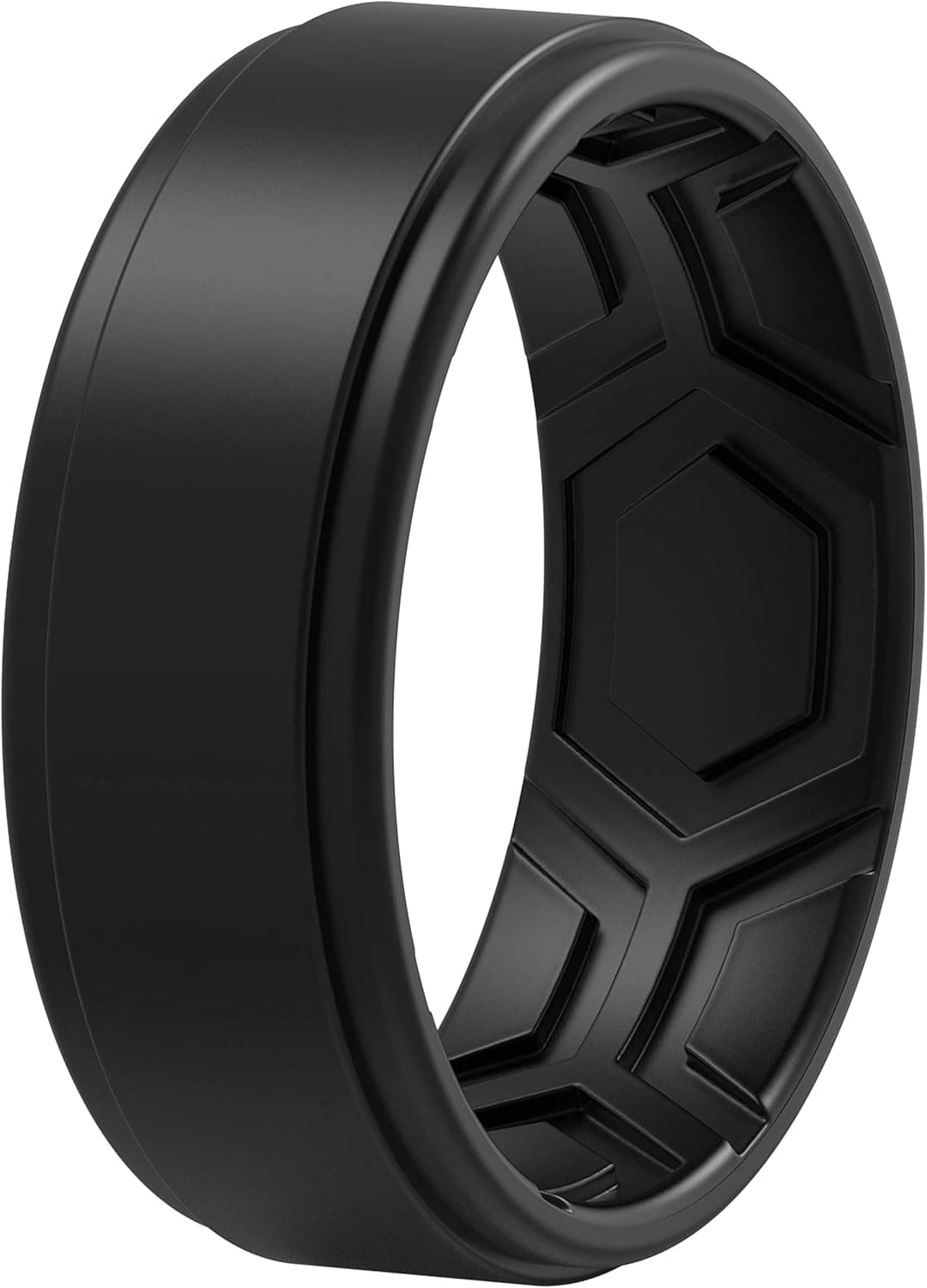 ThunderFit Silicone Rings for Men - 7 Rings / 4 Rings / 1 Ring - Breathable Patterned Design Sleek Step Edge 8mm Width - 2.2mm Thickness