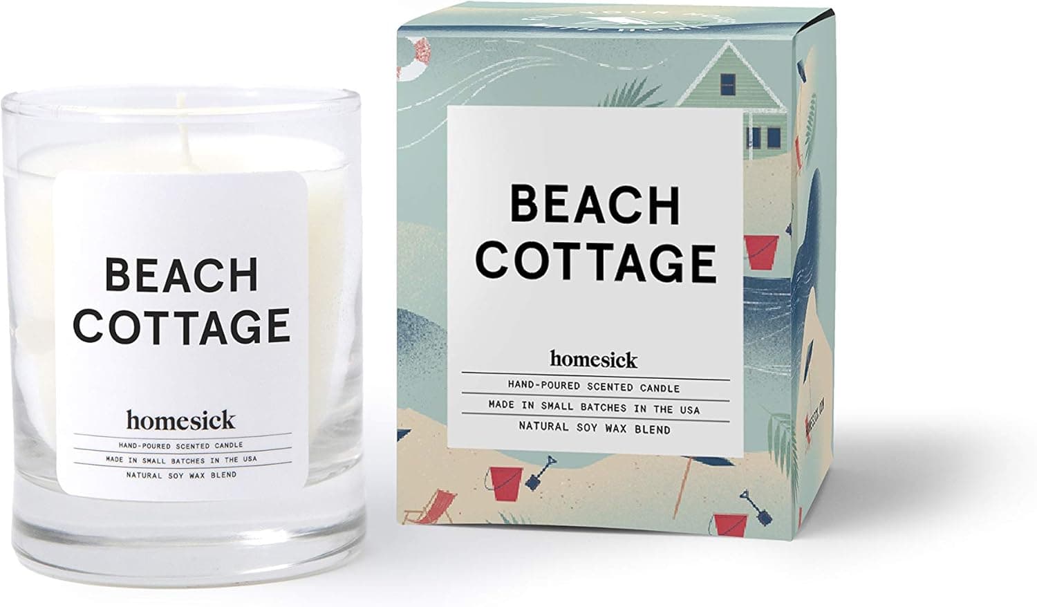 Homesick Beach Cottage Mini Scented Candle (10 to 12 hr Burn Time), 1.5 oz