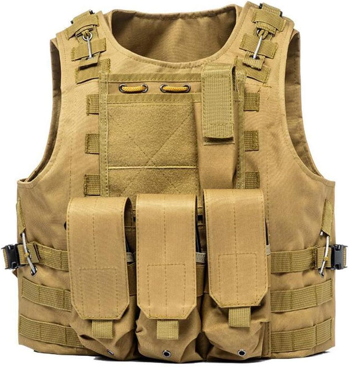 KIDYBELL Khaki Adjustable Airsoft Vest Lightweight Oxford Cloth Tactical Training Vest is Suitable for Outdoor Hunting Army Fan Combat Training Airsoft and Other Outdoor Sports