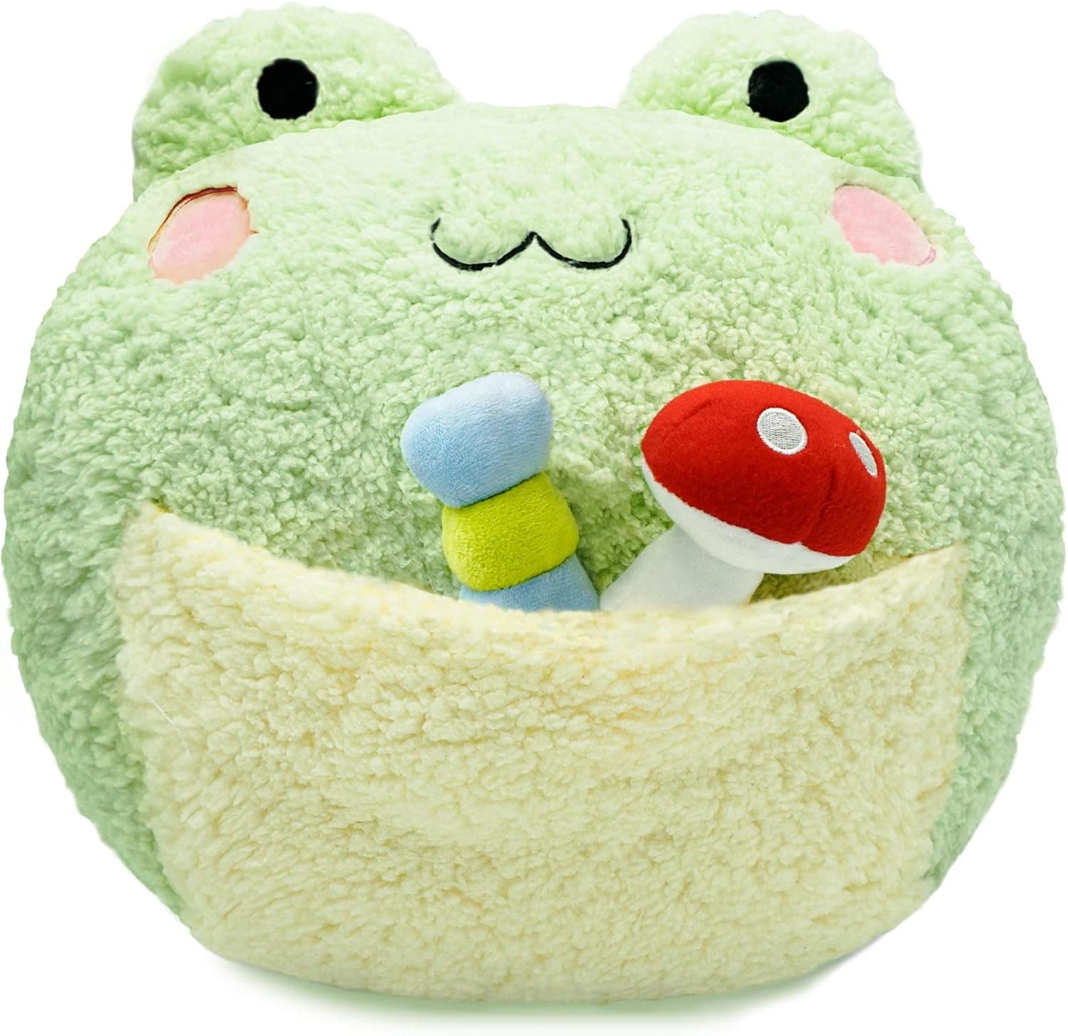 Onsoyours Cute Frog Plush Toys, Stuffed Animal Frog Plush Pillow with Mushroom and Caterpillar for Kids (Green Frog B)