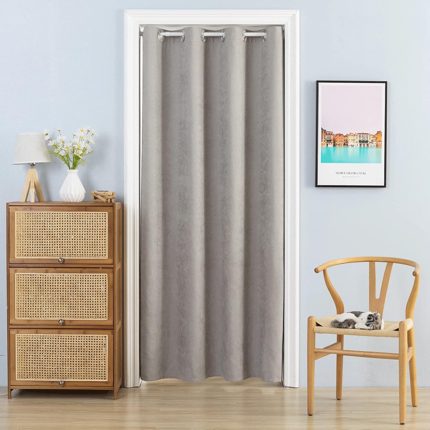 Doorway Curtain Panel Solid Blackout Curtain 78 Inches Long Grommet Room Darkening Thermal Insulated Window Curtain Drape for Doors Windows 1 Panel W39 x L78 inch
