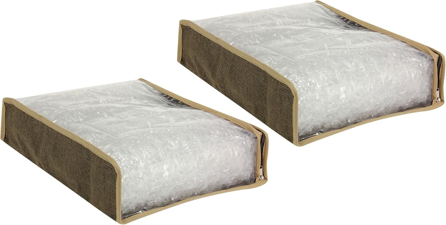 Household Essentials 66612 Sweater Storage Bags | Set of 2 | Coffee Linen,Brown/Clear